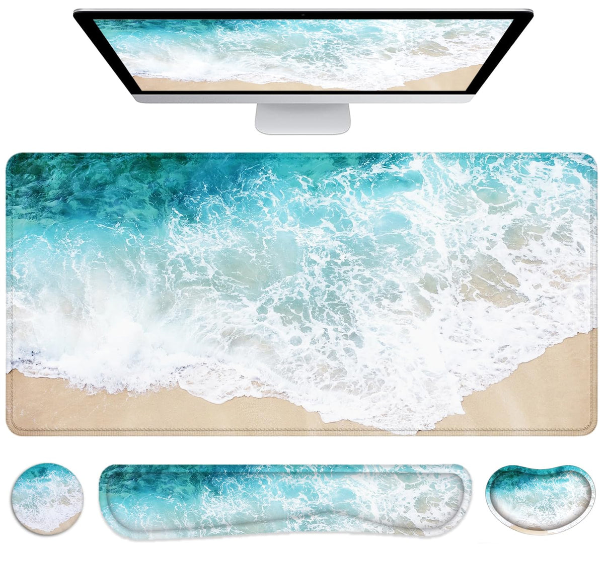 Large Mouse Pad with Wrist Rest, 4-in-1 Wrist Rest for Keyboard and Mouse