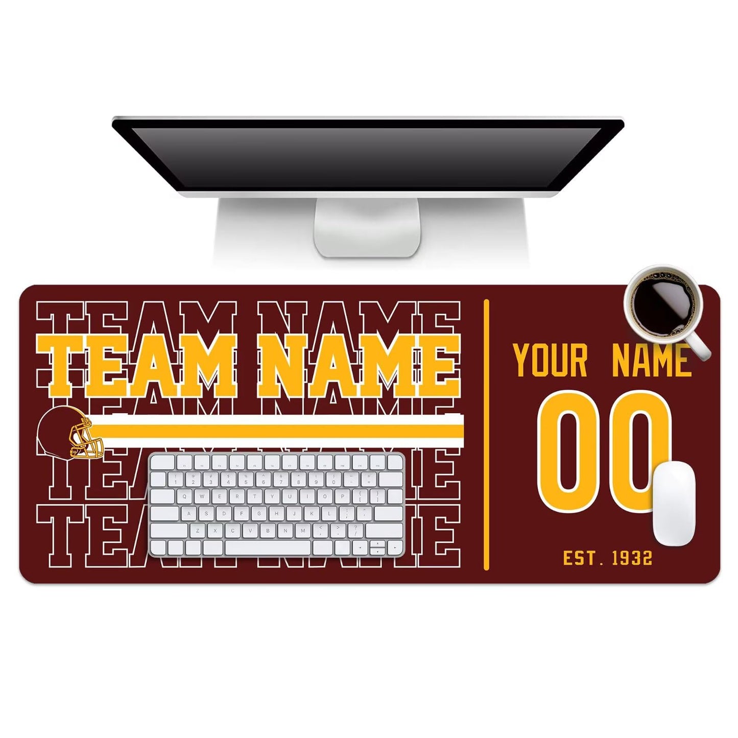 ANTKING W Mouse Pad Custom Name and Number Desk Pad for Men Women Youth Gifts