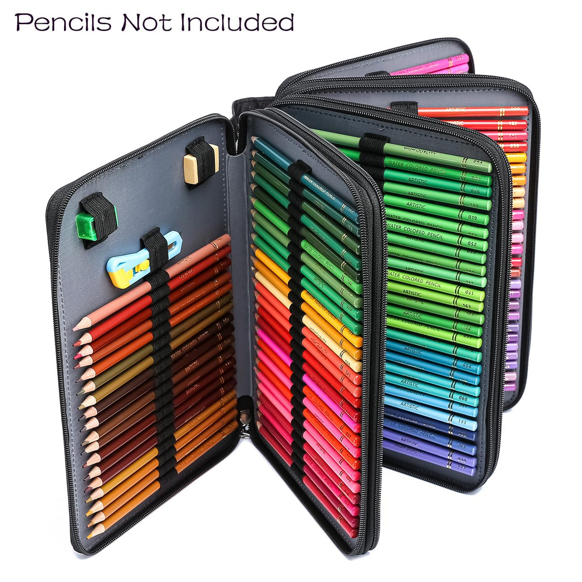 YOUNGCOL 200 Slots Colored Pencil Case Holder Large Capacity Color pencil organizer Storage (Black