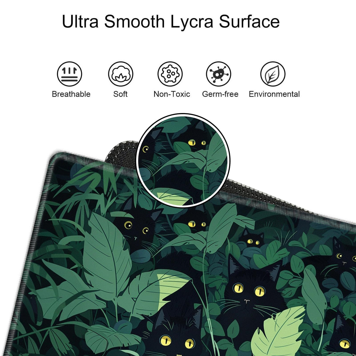 Gaming Mouse Pad Black Cute Cat Desk Mat Large Mousepad 31.5''X15.75'' Desk Pad XXL Computer Mat