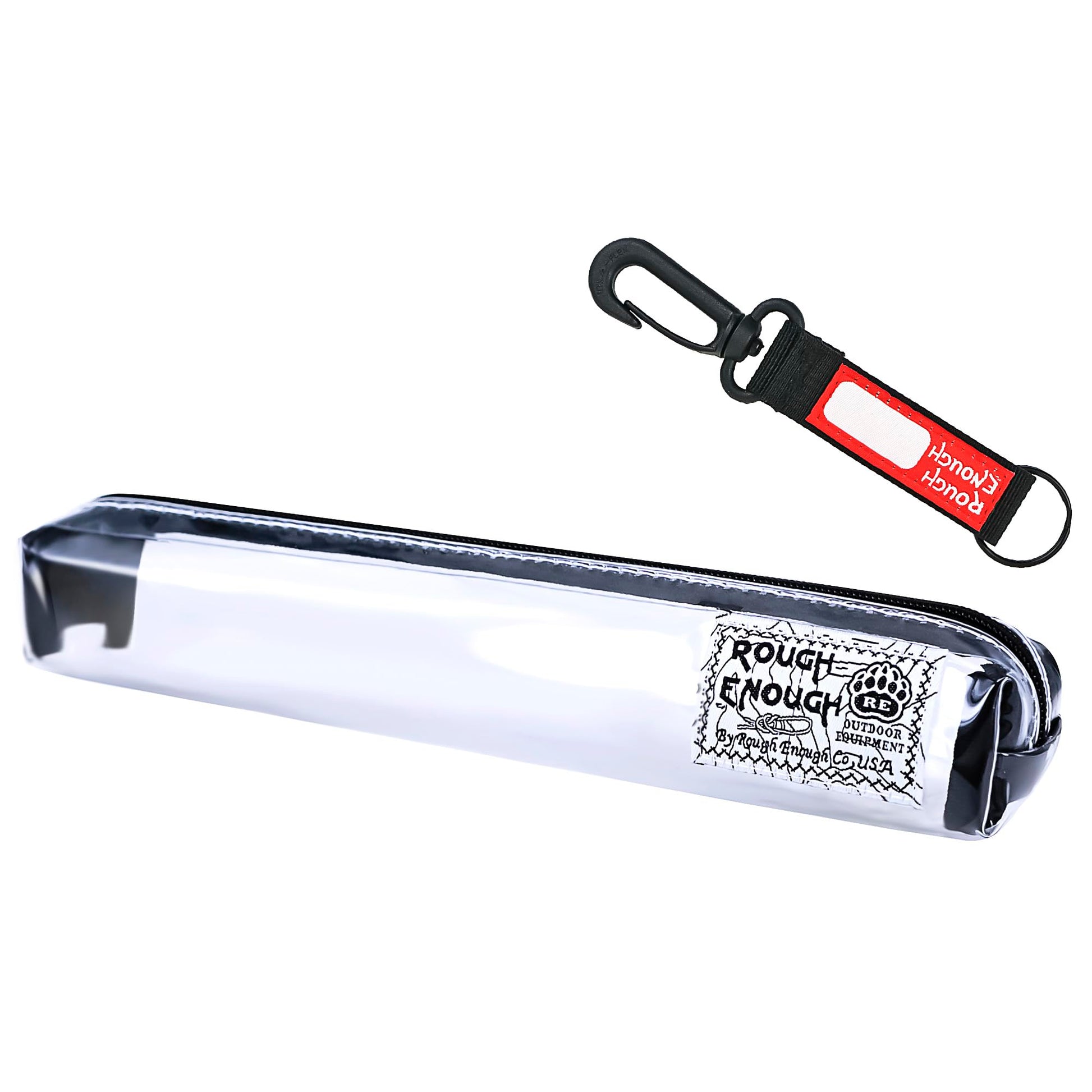 Rough Enough Clear Pencil Pouch, Slim Pen Case for Classroom & Office
