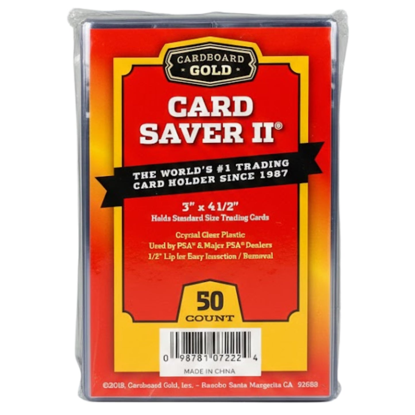 Cardboard Gold Card Saver 2 - Semi-Rigid Card Holder 3x4 for Trading Cards - PSA & Collector