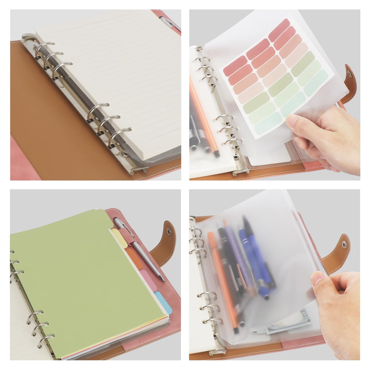 FYY A5 Binder 6 Ring - Refillable Planner Notebook 5x8, Pink