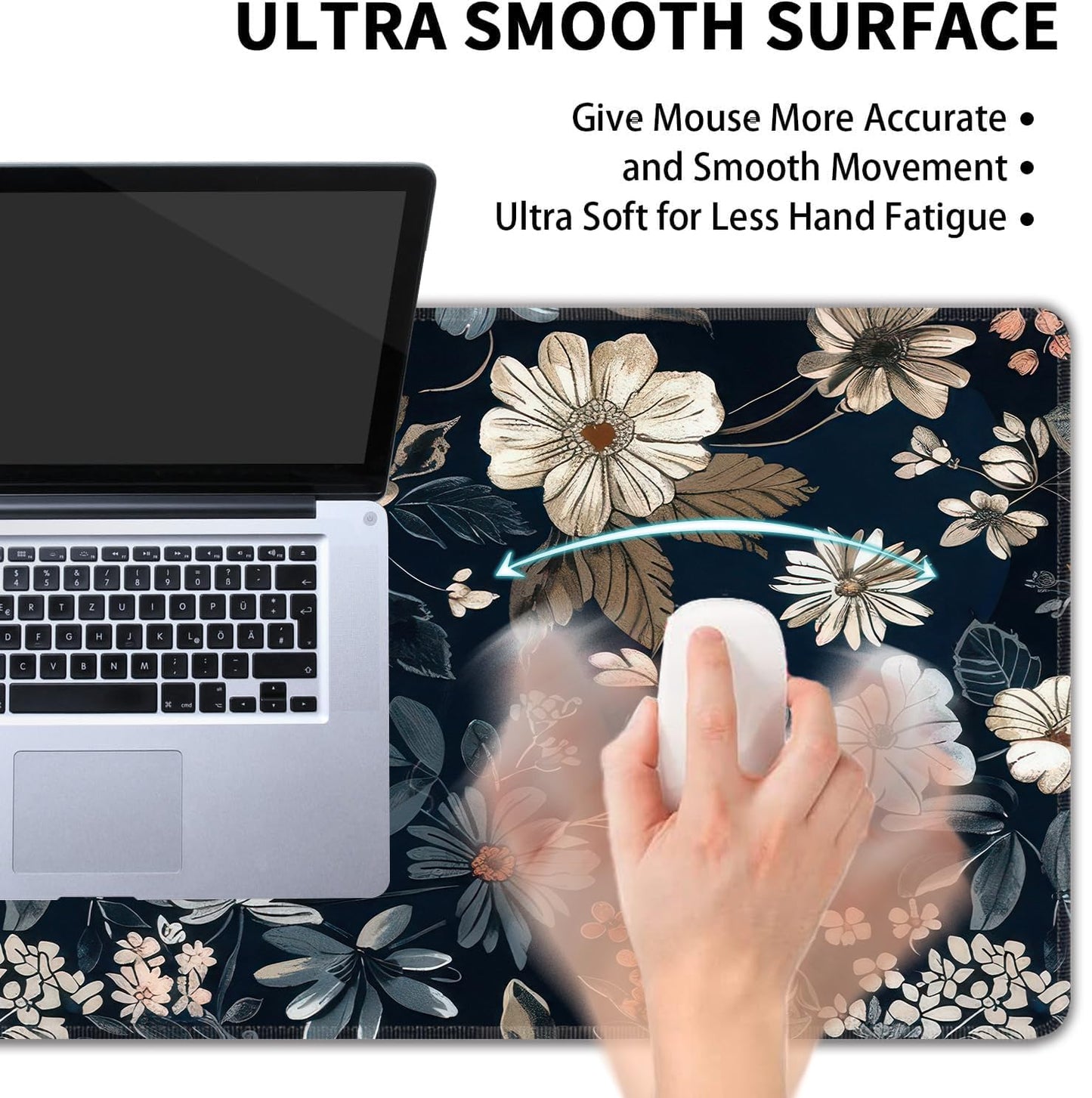 Dark Flower Large Mouse Pad,Gaming Keyboard Desk Pad,Extended Mouse Mat Non-Slip Rubber Base with