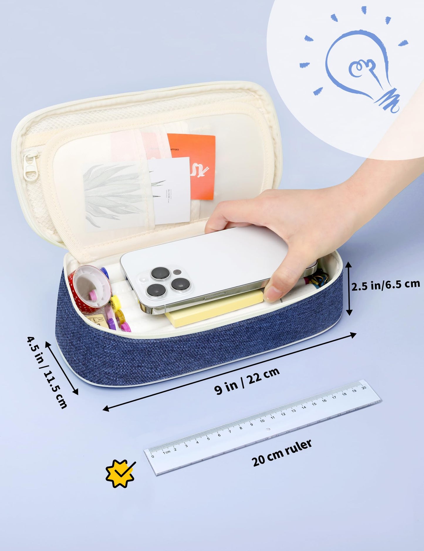 SUNEE Cute Pencil Case, Aesthetic Pen Pouch, Colored Large Pencil Bag with Zipper, Kawaii