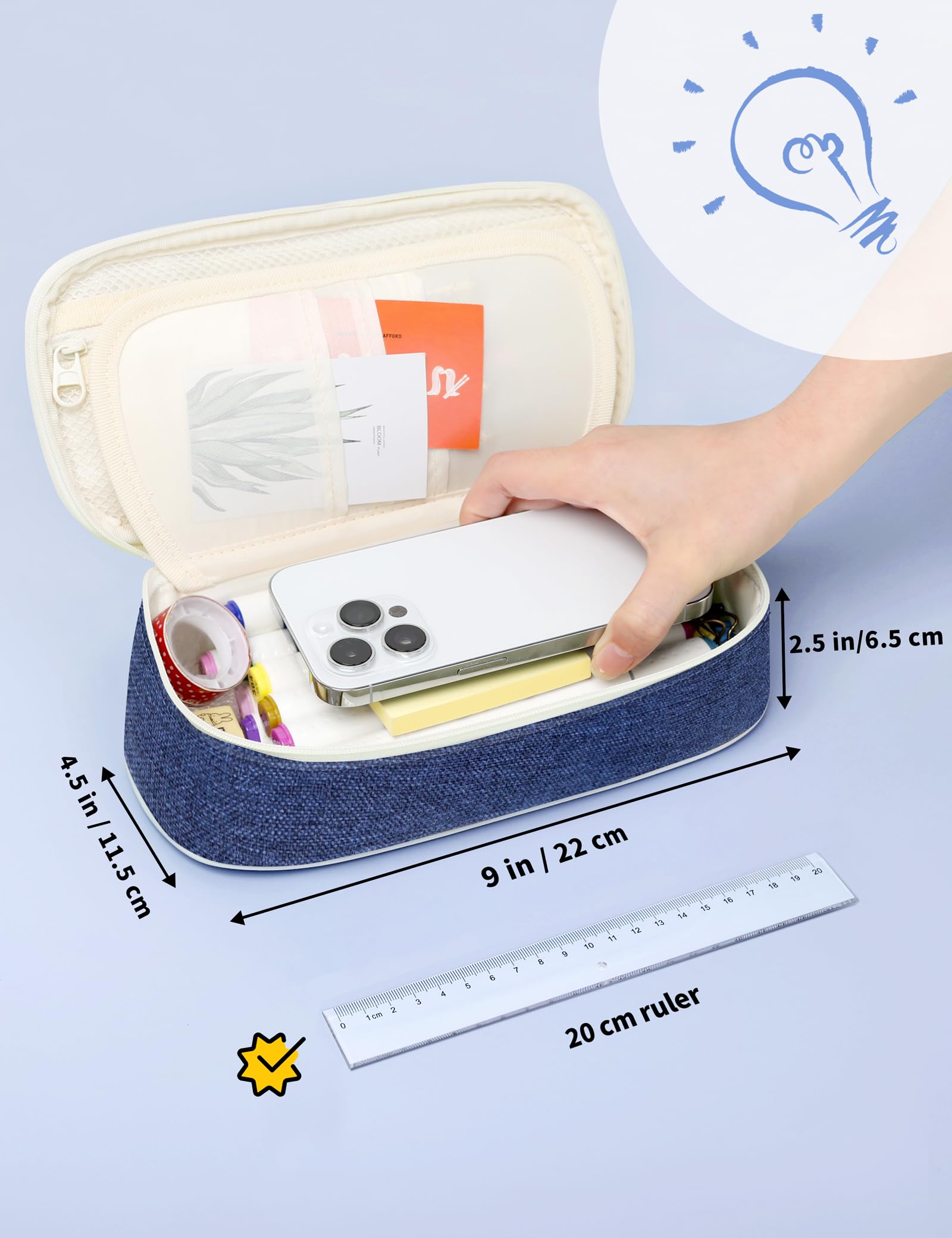 SUNEE Cute Pencil Case, Aesthetic Pen Pouch, Colored Large Pencil Bag with Zipper, Kawaii