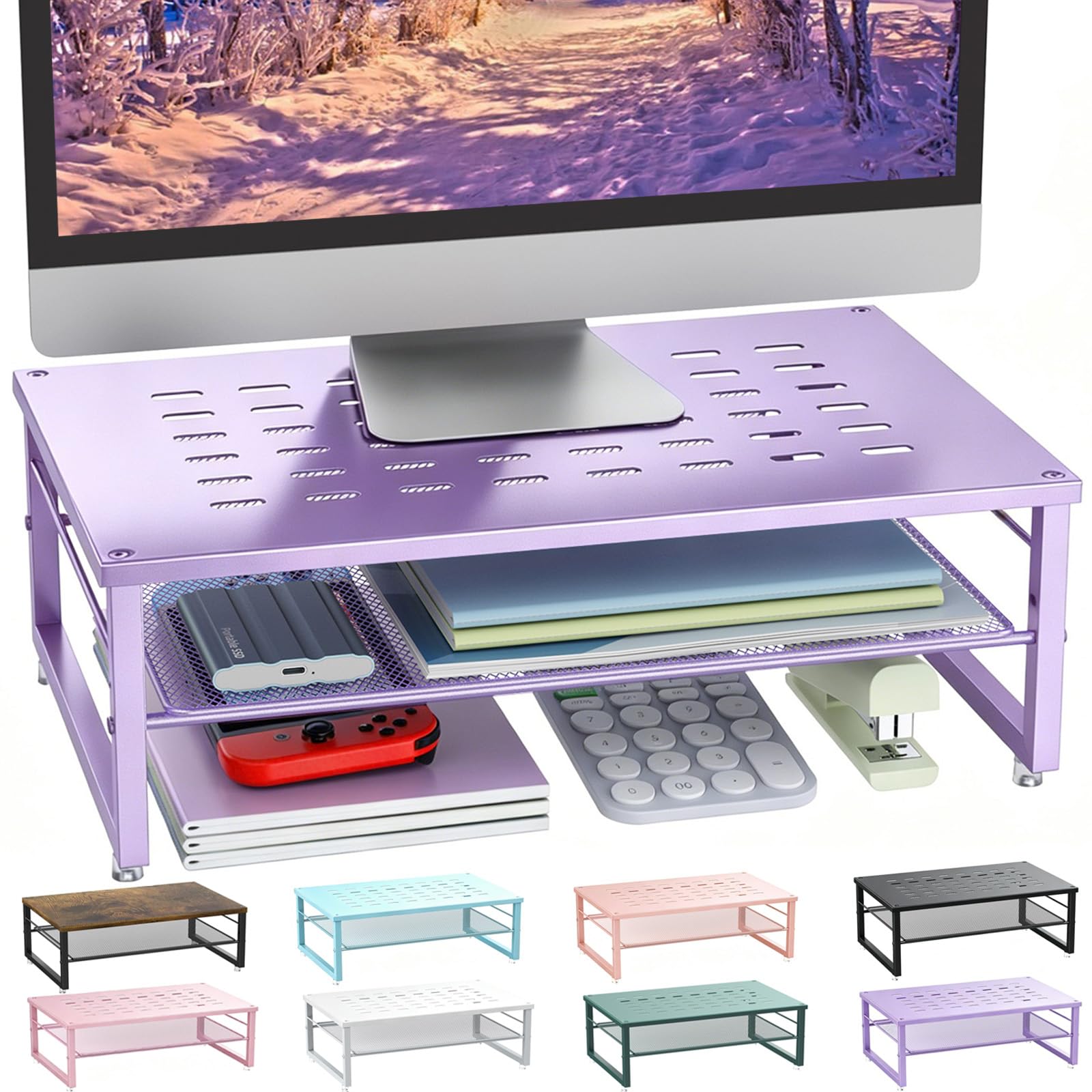 gianotter 2-Tier Metal Monitor Stand Riser