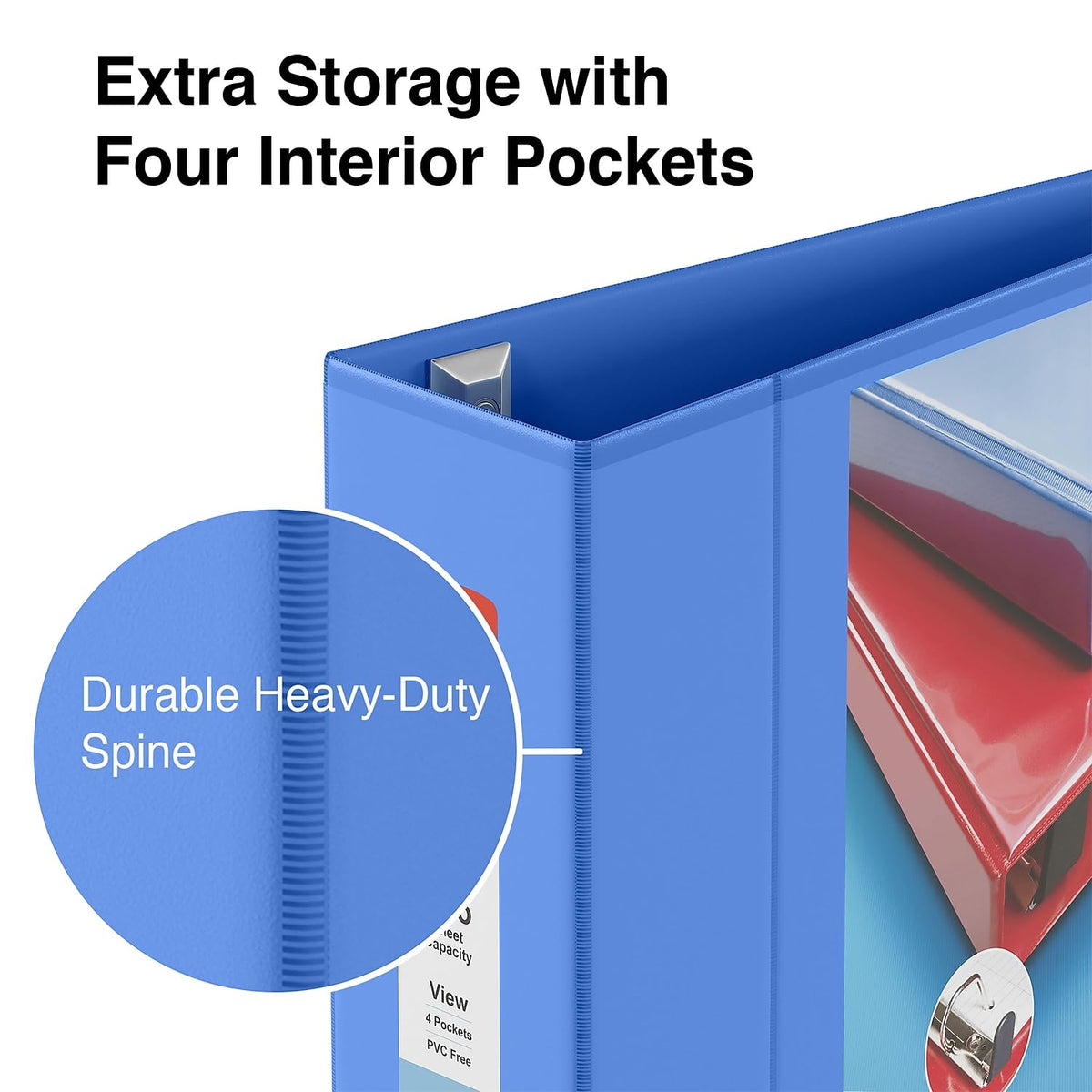 Staples Heavy-Duty 4-Inch 3-Ring View Binder, Periwinkle, D-Ring