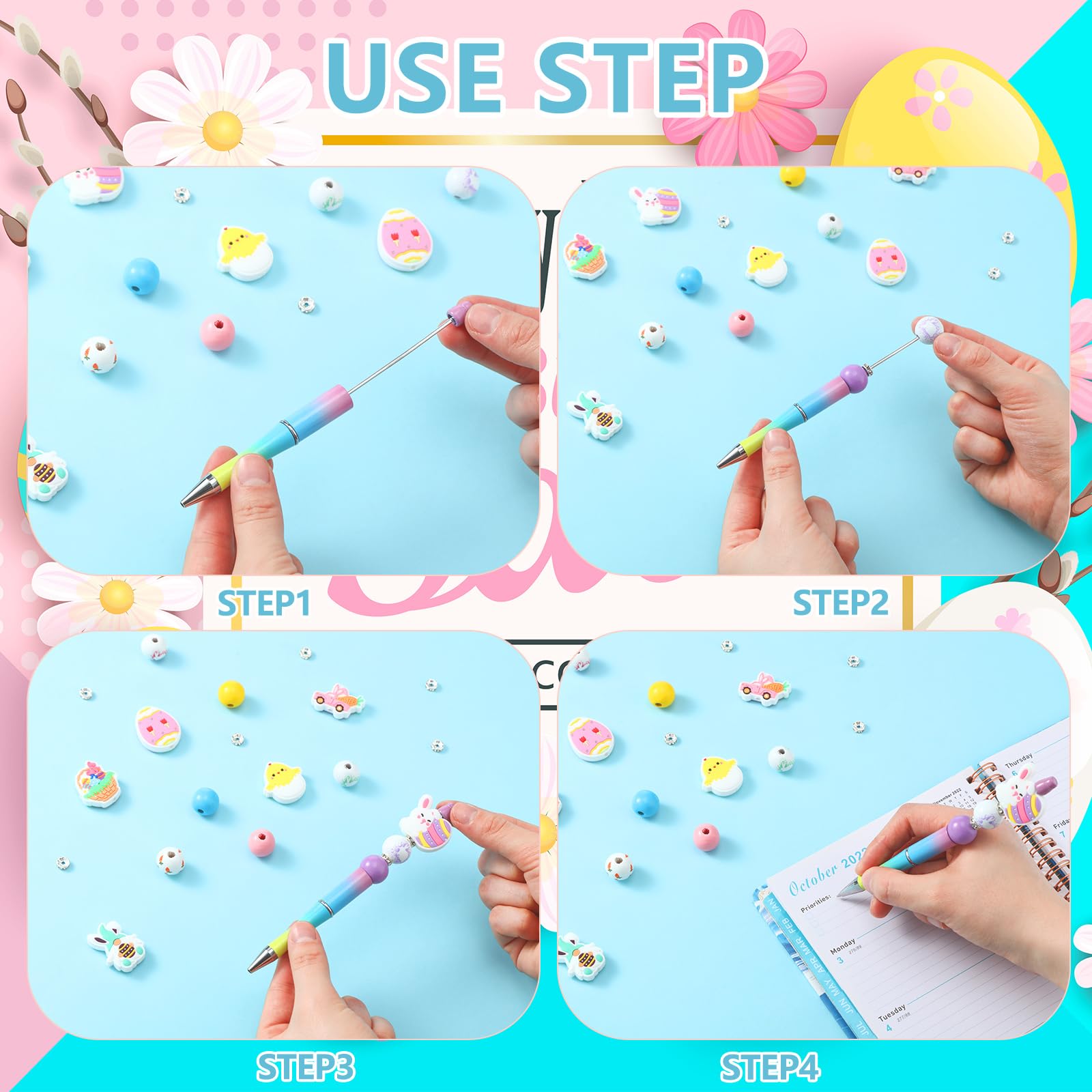 Ctosree 36 Sets Beadable Pen Making Kit, Focal Beads & Spacer Beads