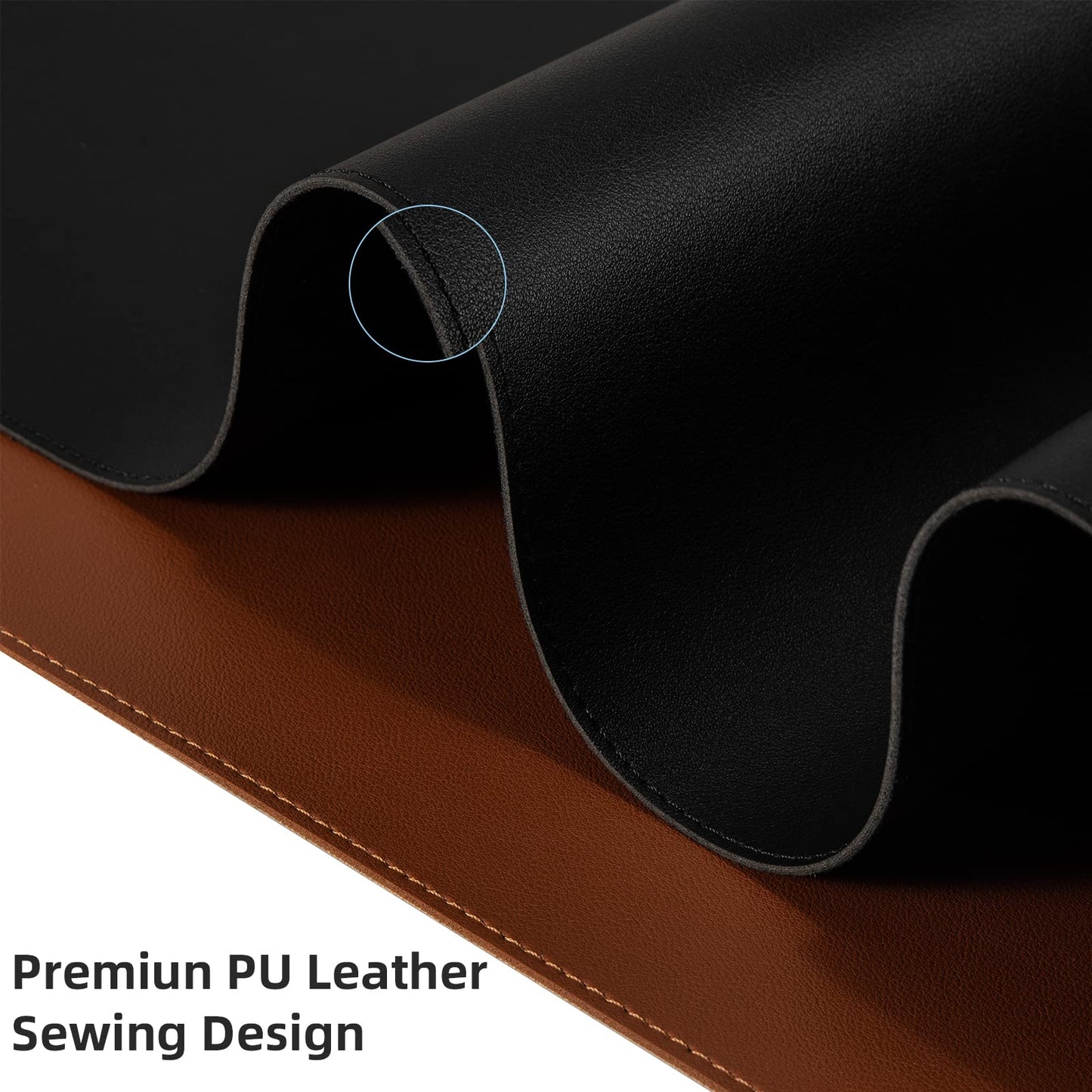 Leather Desk Pad,Wolaile 36x17 inch Large Mouse Pad,Waterproof Non-Slip Writing Desk