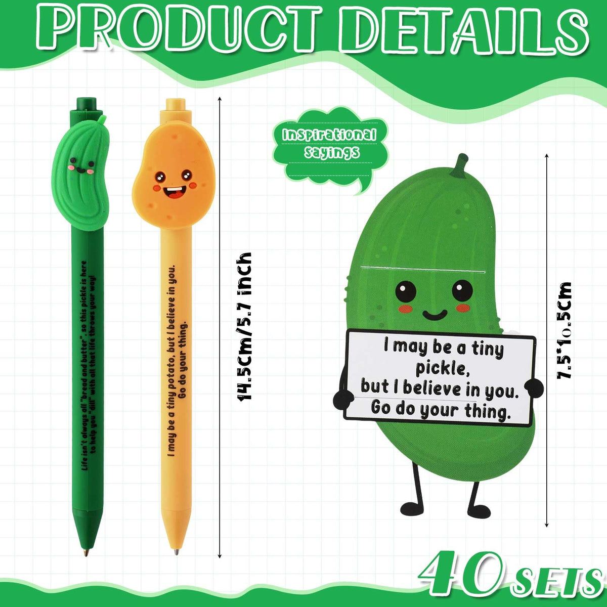 MotiMind 40 Sets Pickle and Potato Pen for Coworkers Bulk Employee Appreciation Gifts Funny
