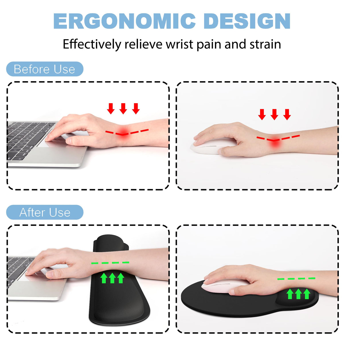 Ergonomic Mouse Pad with Wrist Rest and Keyboard Wrist Rest, Mousepad
