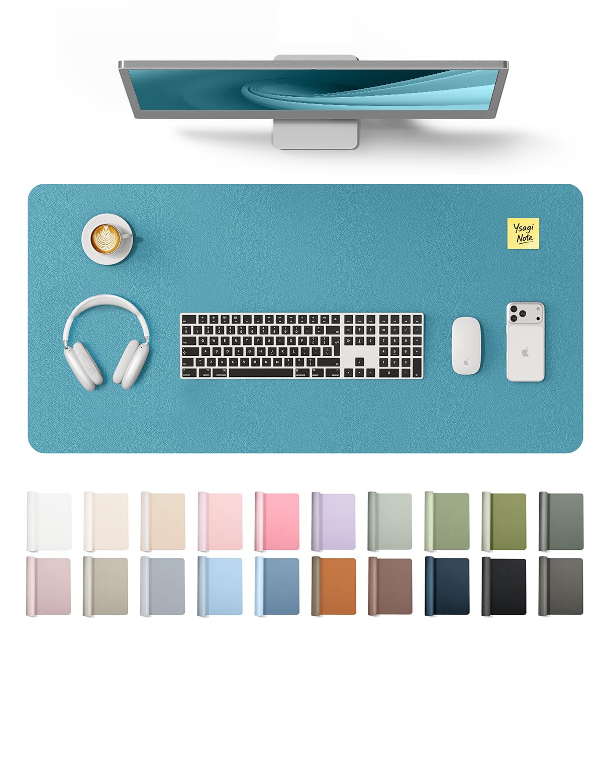 YSAGi Leather Desk Pad Protector, Office Desk Mat, Large Mouse Pad, Non-Slip PU Leather Desk