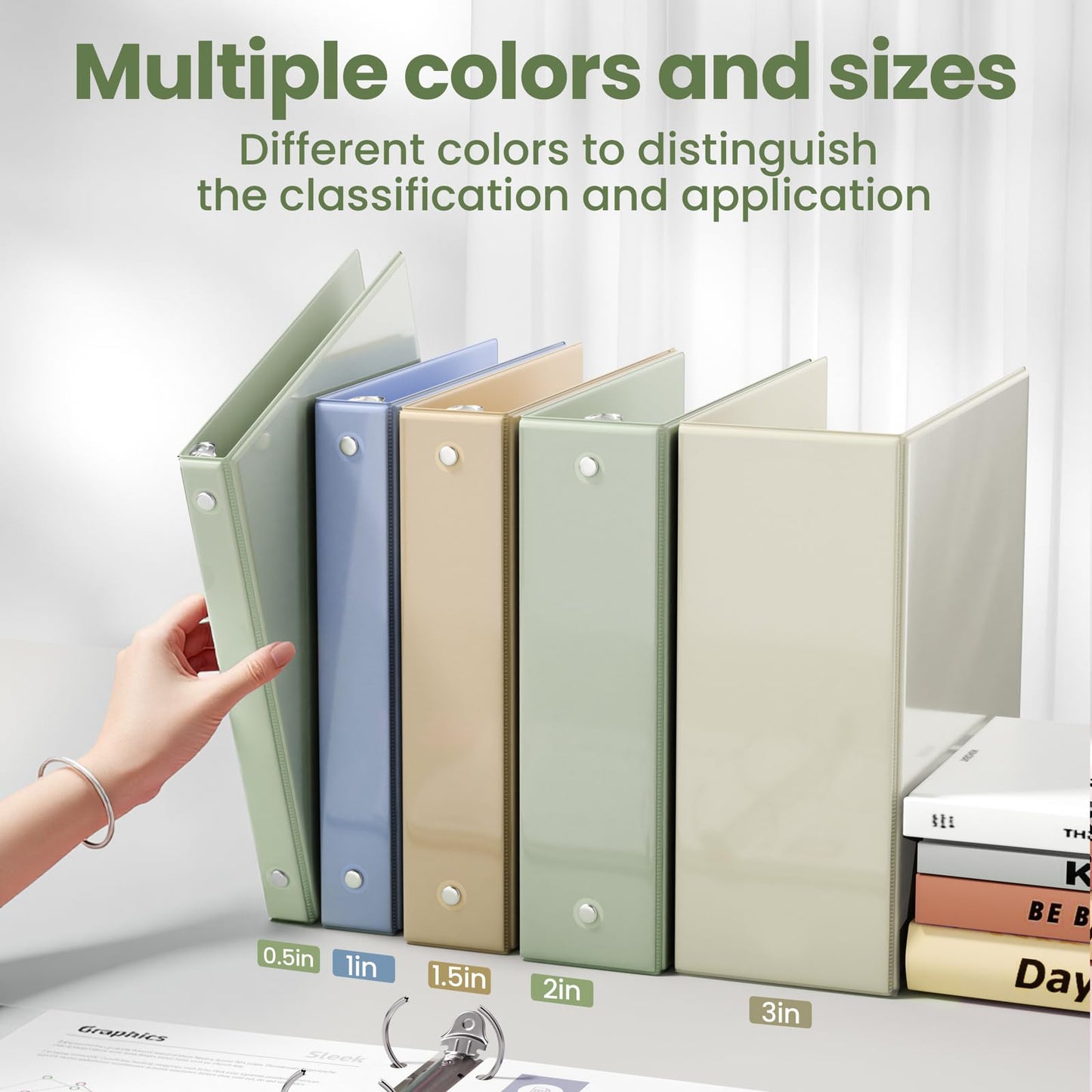 SUNEE 3 Ring Binder 2 Inch 1 Pack, Clear View Binder Three Ring PVC-Free (Fit 8.5x11 Inches) for