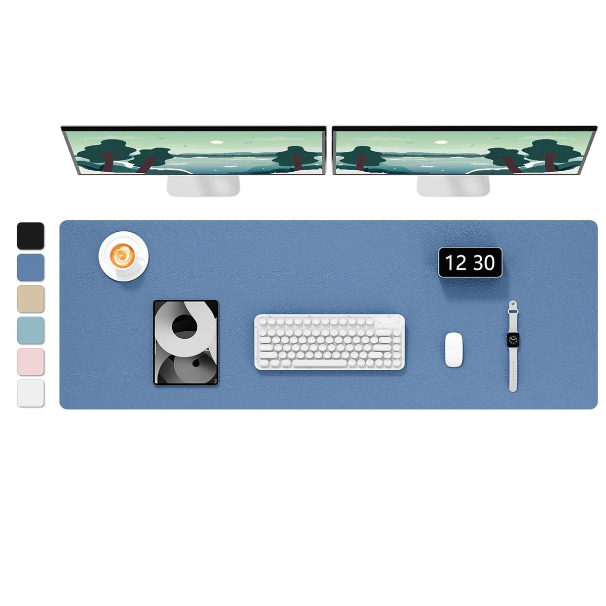 Hsurbtra Desk Pad, 48" x 17" PU Leather Desk Mat, XXXL Extended Mouse Pad, Waterproof Desktop