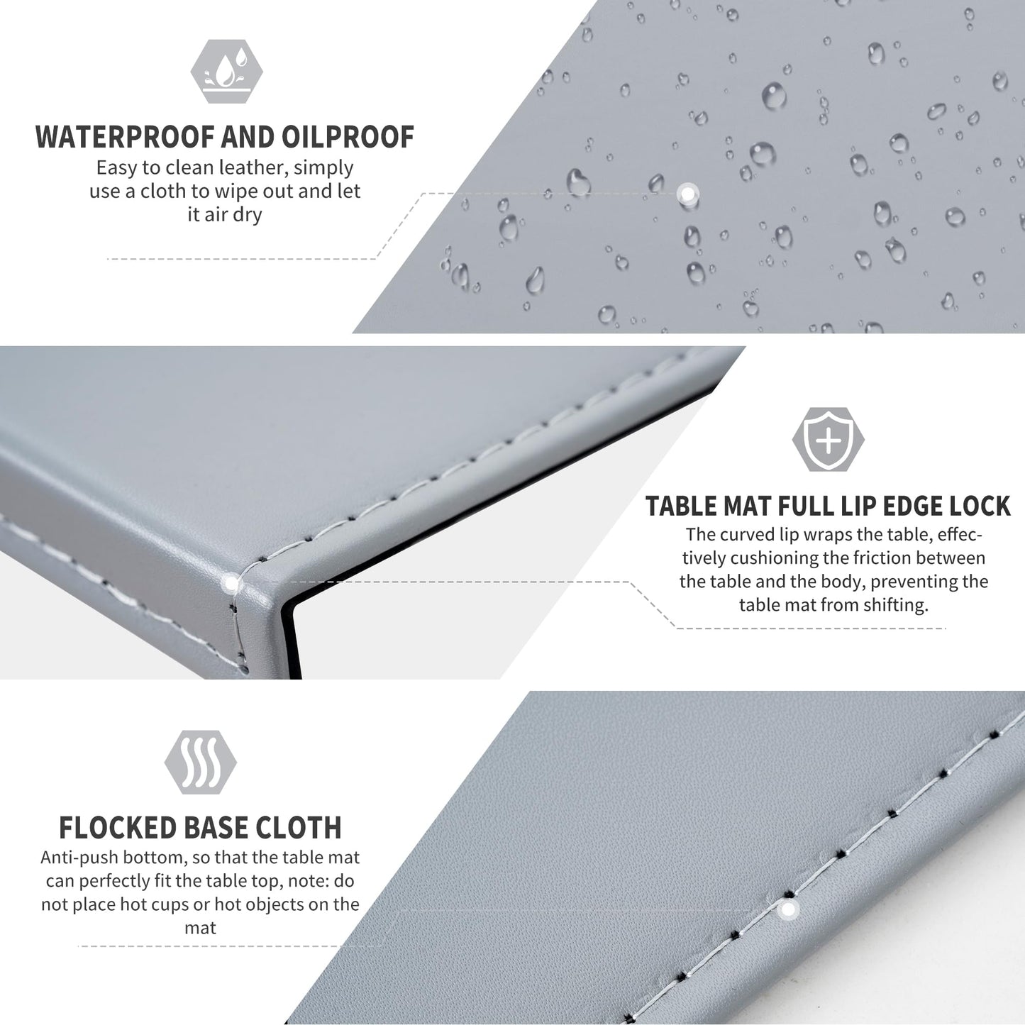 AKOZLIN 27.55”x 15.8" Soft PU Leather Surface Office Desk Mouse Mat Anti-Push Pad with Full Grip