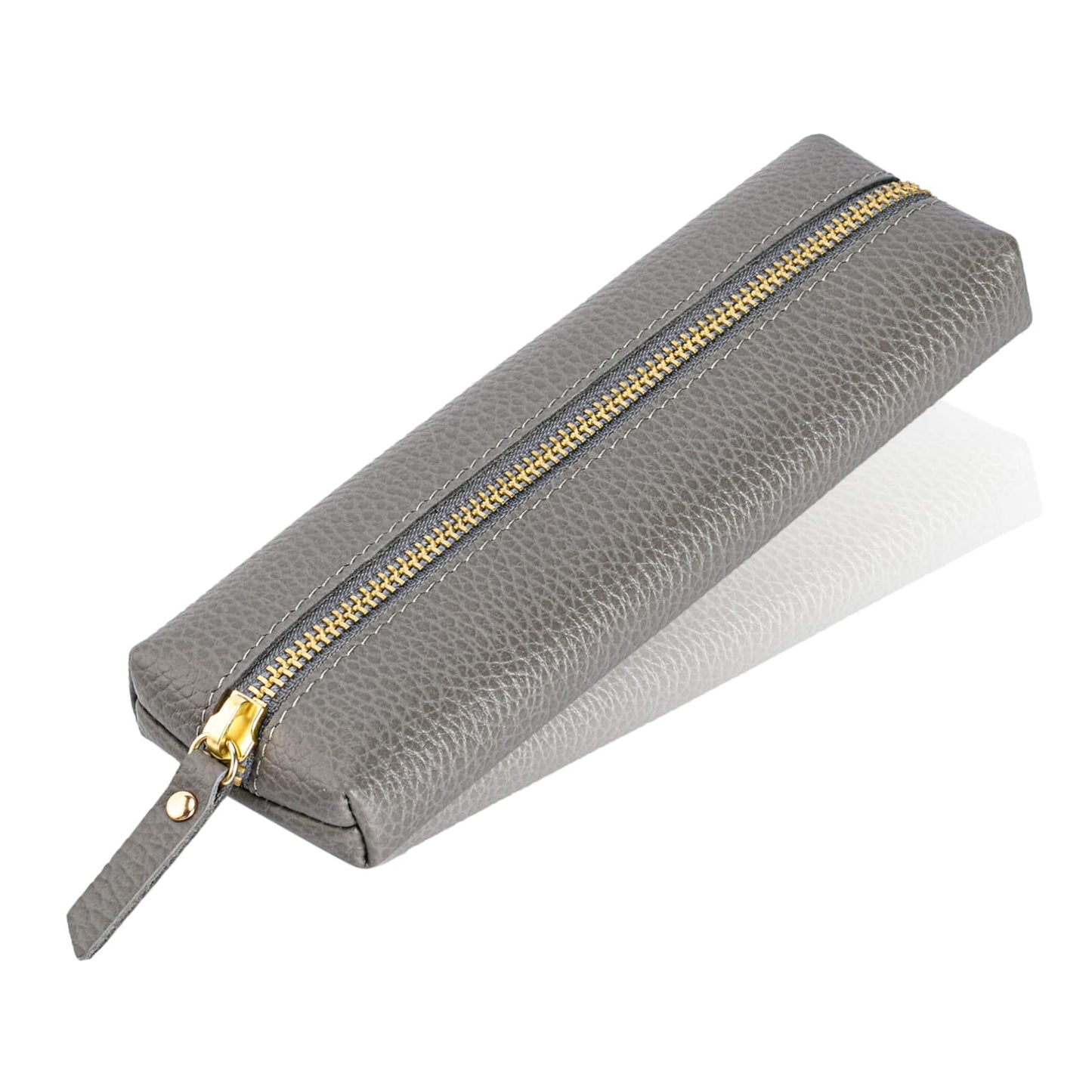 Sluxa Gray leather pen pouch, Pen holders for men. Thin pen bags for adults.