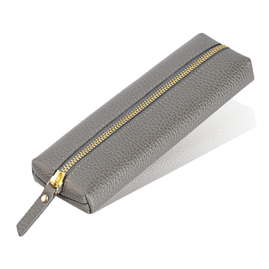 Sluxa Gray leather pen pouch, Pen holders for men. Thin pen bags for adults.