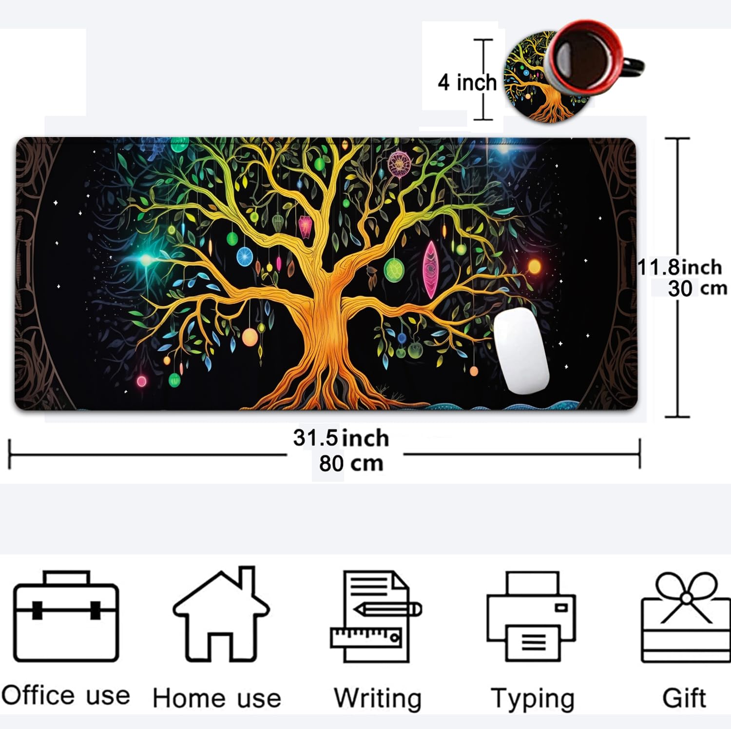 Large Mouse Pad, 31.5 x 11.8in Extended Gaming Mouse Pad with Stitched Edges, XXL Mousepad