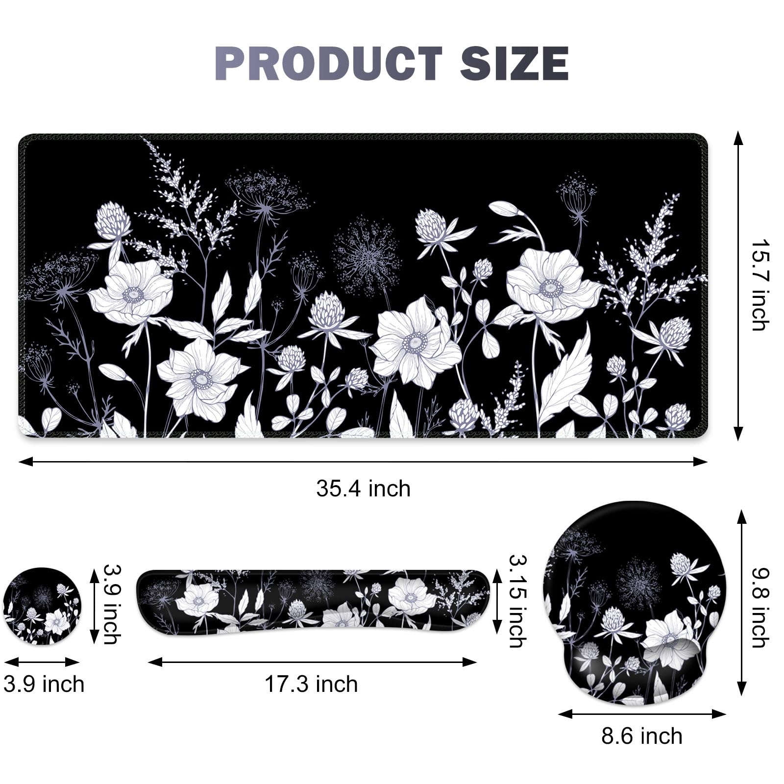 Gaming Mouse Pad, Large Desk Mat, 4in1 XXL Mousepad Cute Desk Pad Protector