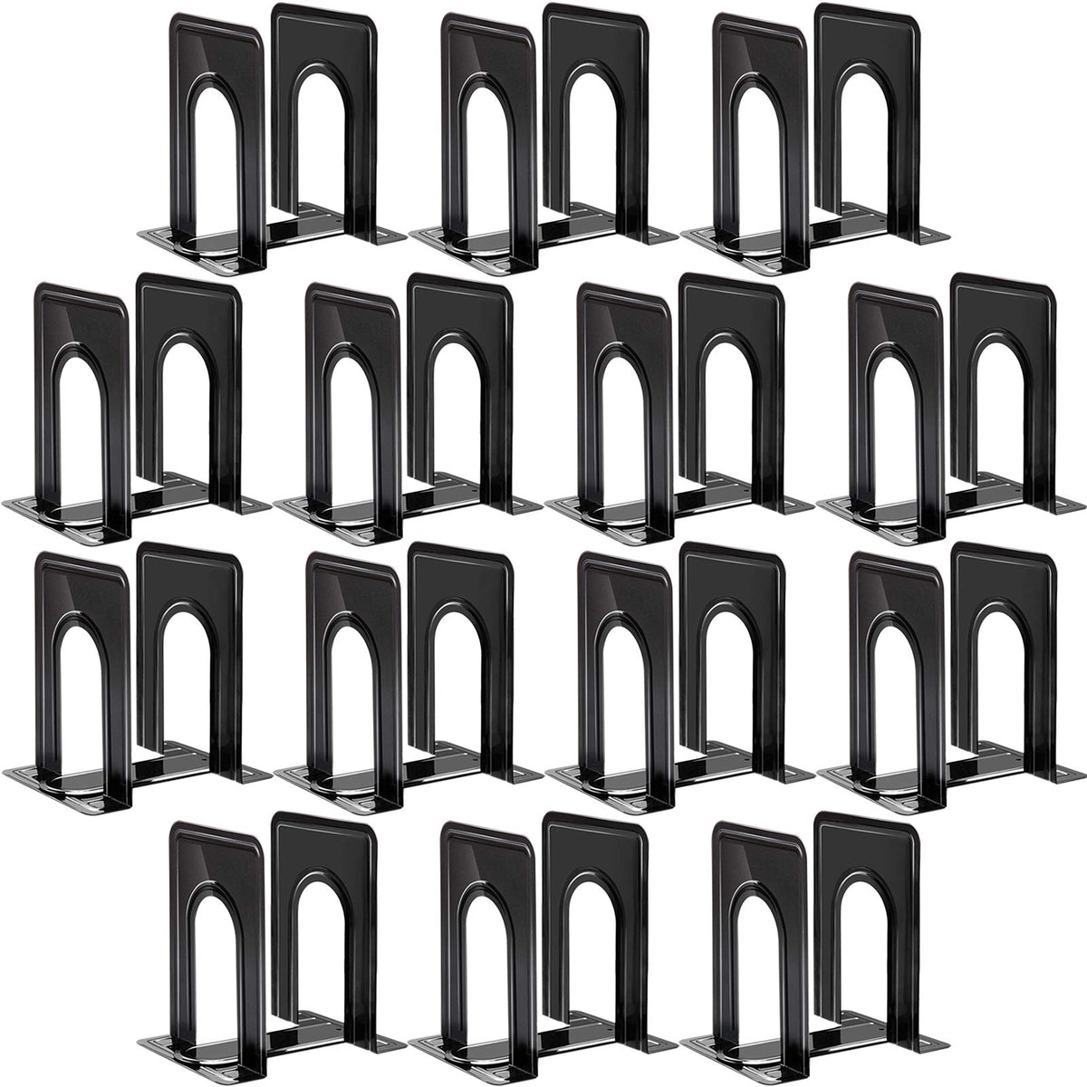 HappyHapi 14 Pairs Book Ends, Heavy Duty Bookends for Shelves, Black