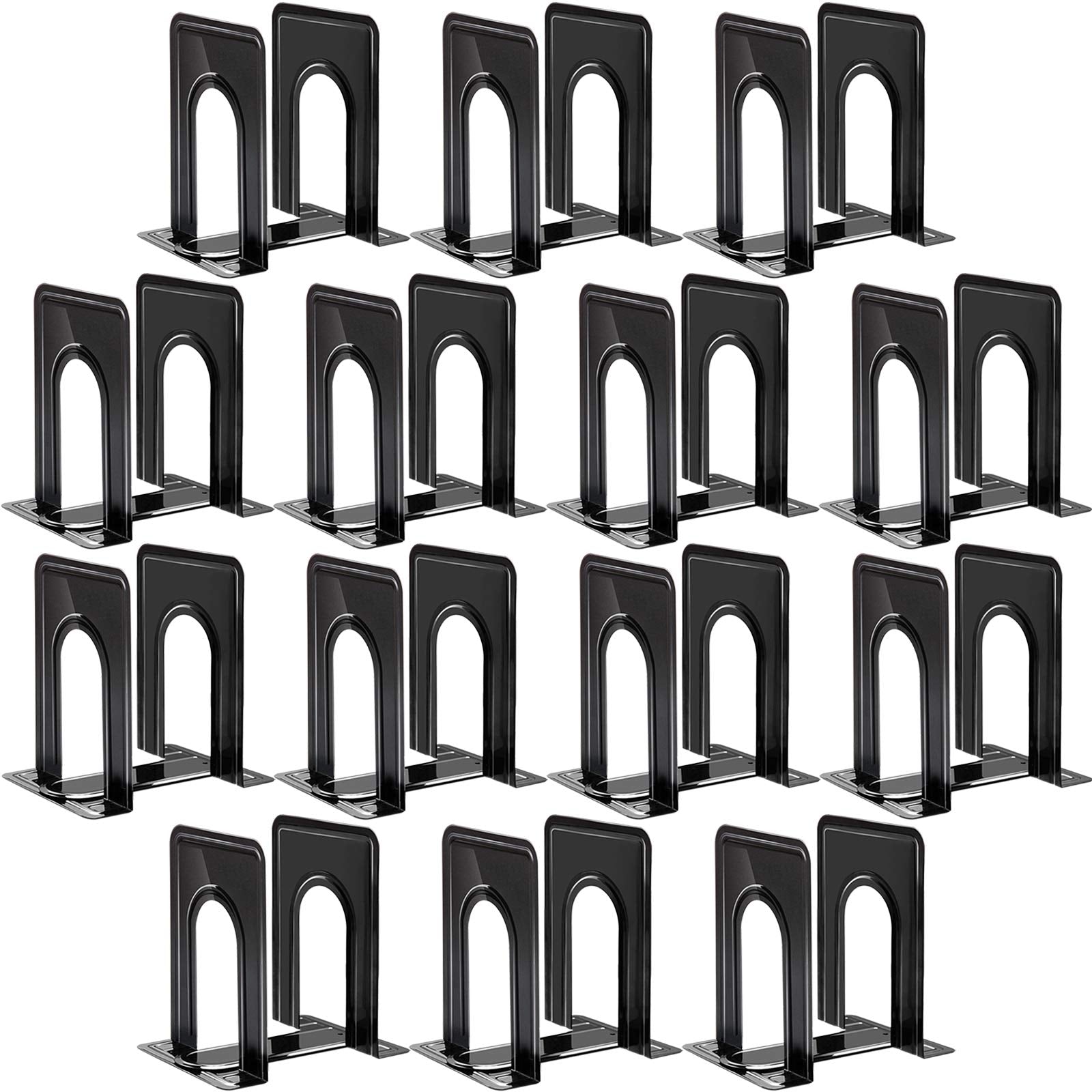 HappyHapi 14 Pairs Book Ends, Heavy Duty Bookends for Shelves, Black