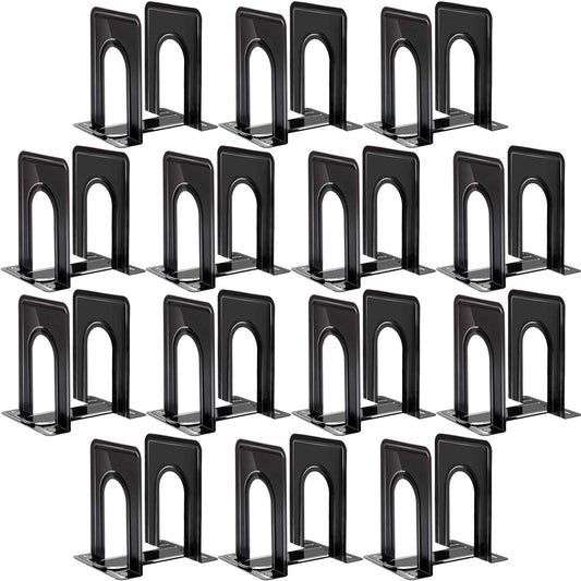 HappyHapi 14 Pairs Book Ends, Heavy Duty Bookends for Shelves, Black