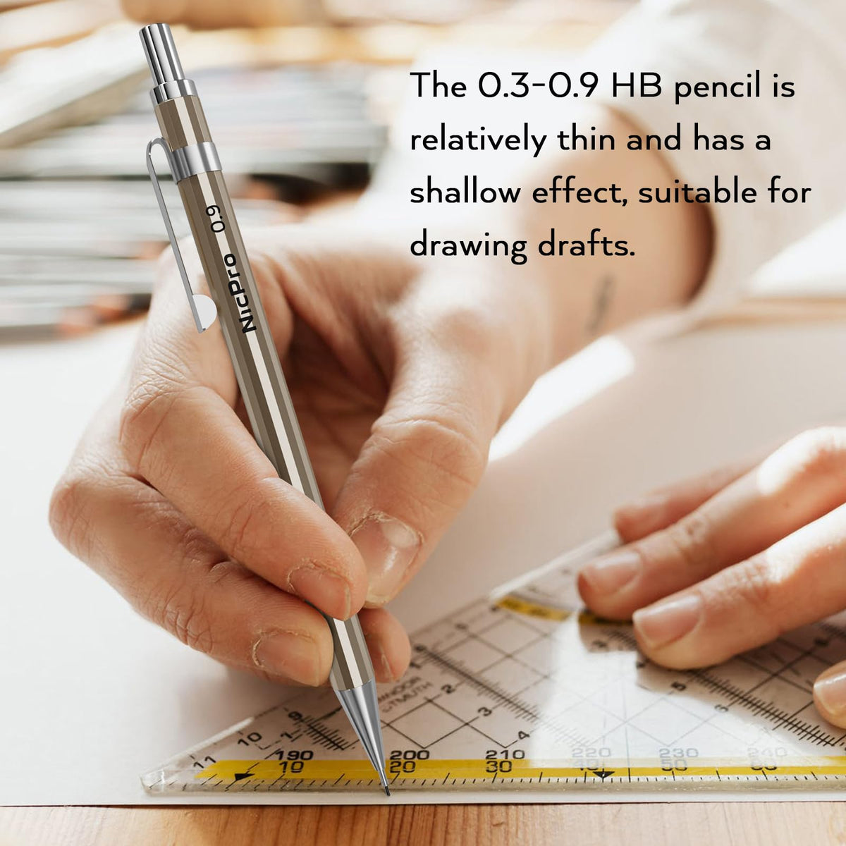 Nicpro 33PCS Metal Mechanical Pencil Set in Leather Case, Art Drafting Pencil 0.3, 0.5, 0.7, 0.9