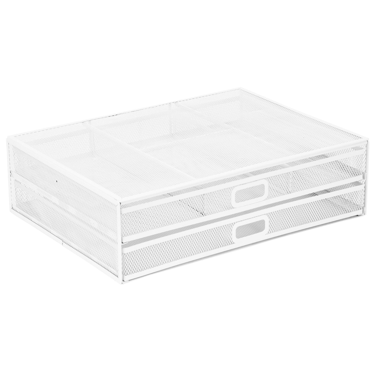 Mount-It! Mesh Computer Monitor Stand Riser [Metal] Desk Organizer with Two Pullout Storage Drawers