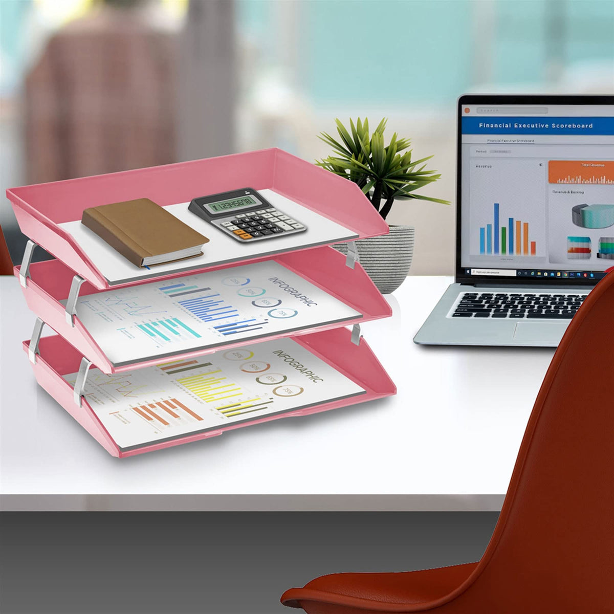 Acrimet Facility 3 Tier Letter Tray, Side Load, Letter Size/A4, Desktop File Organizer, Plastic