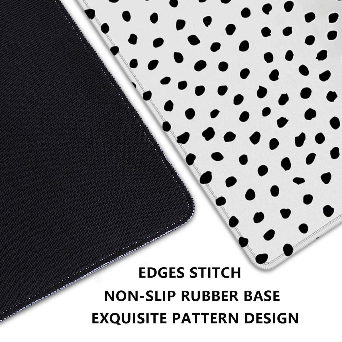 Boho Extended Desk Pad Mouse Pad,Large Polka Dot Mouse Mat with Stitched Edges,Non-Slip Rubber Base