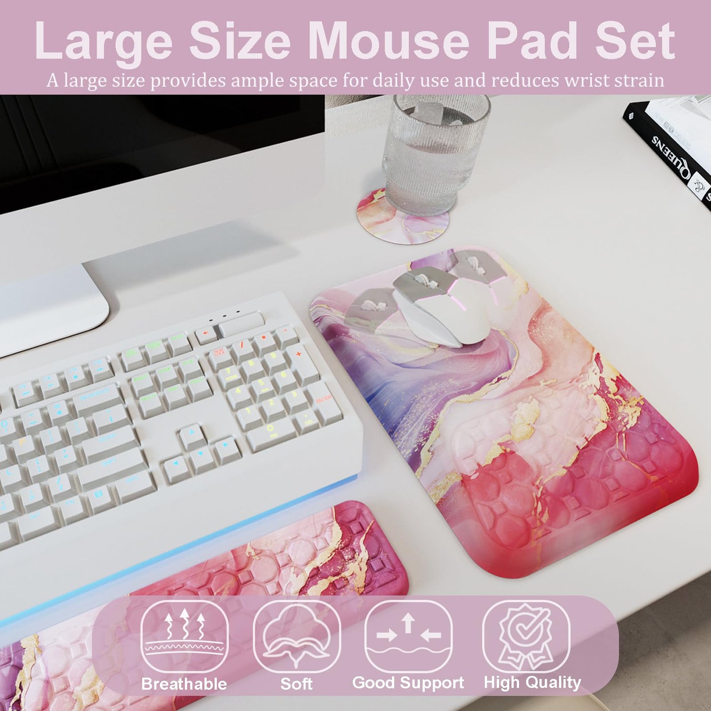 Ospelelf Ergonomic Mouse Pad and Keyboard Wrist Rest Support, Wrist Rest for Computer Keyboard