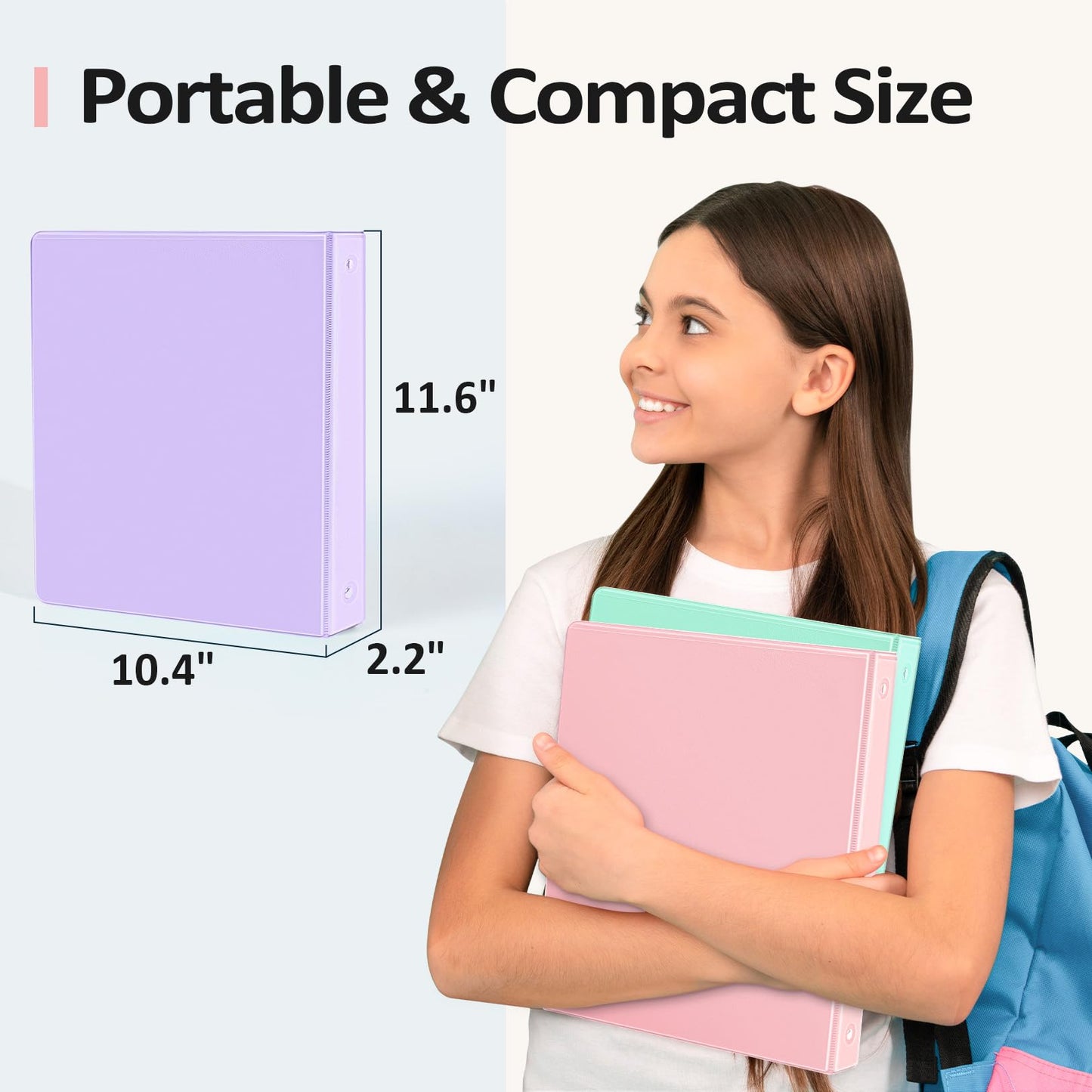 BinderX 3 Ring Binder 1.5 Inch, 1.5" Clear View Binder, Light Blue, Letter