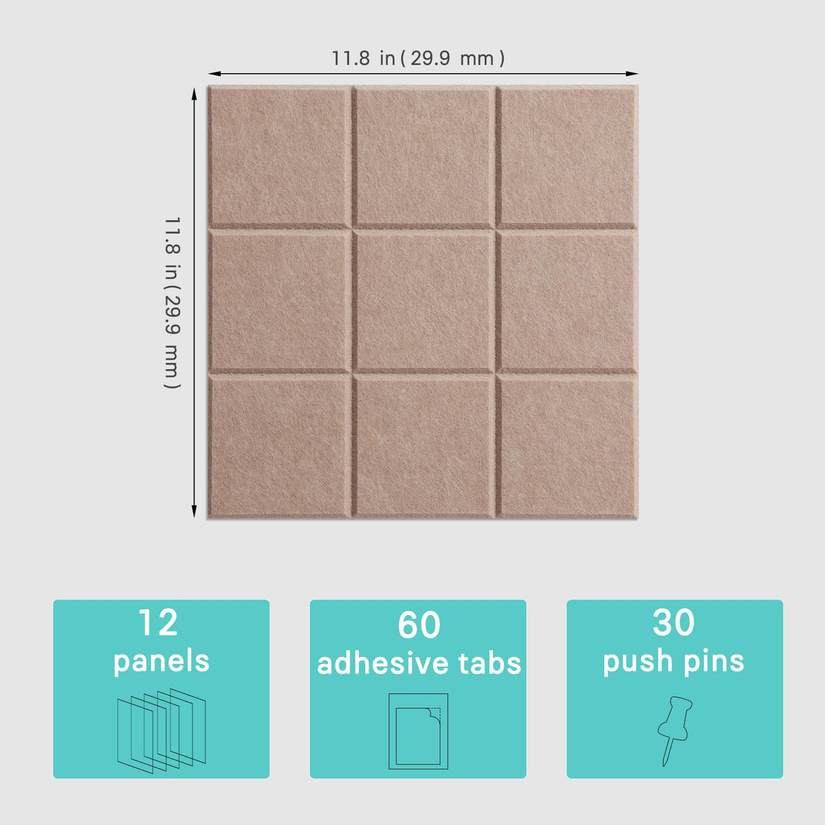 Cork Board for Walls 48" x 36", Bulletin Board for Office Decor, 12 Pack Felt Wall Tiles with Safe