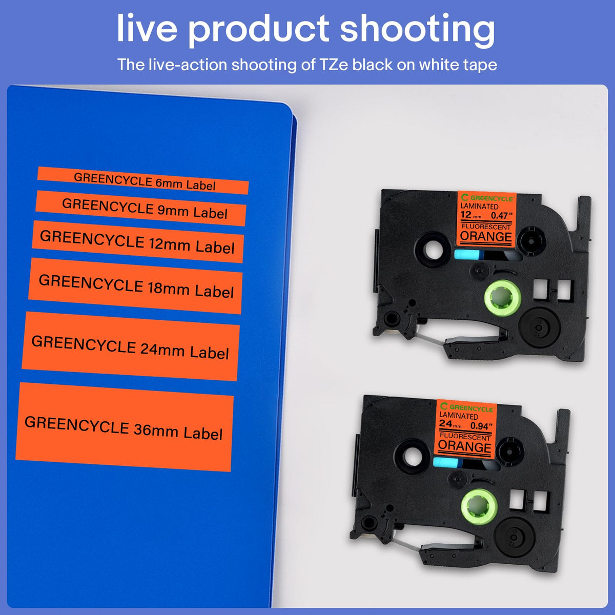 GREENCYCLE 10 Pack Compatible for Ptouch Label Maker Tape TZe-B31 TZ-B31 Black on Fluorescent