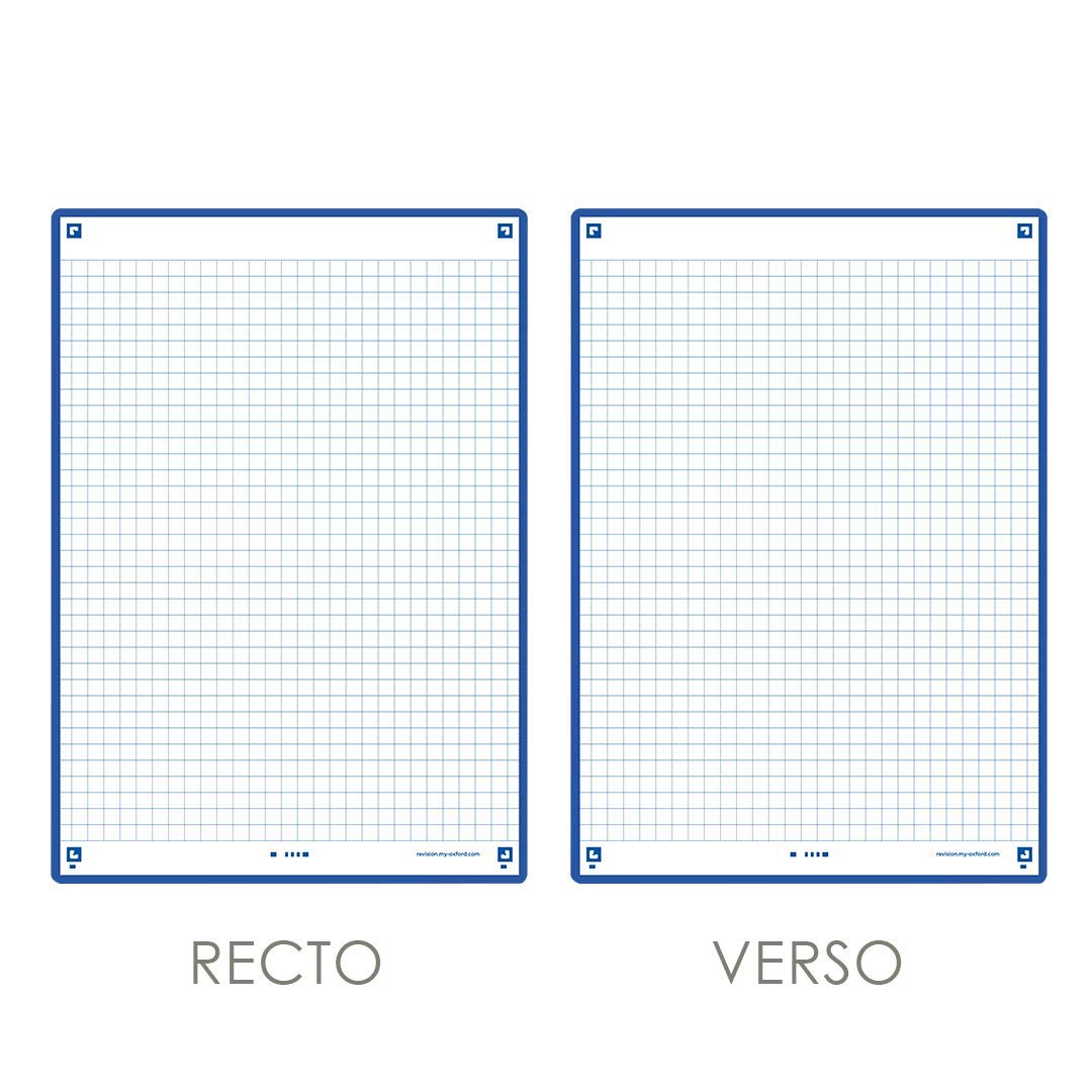 Oxford Révision 2.0 Bristol Cards A5 (14.8 x 21 cm) Small Squares on both sides - Navy Blue Frame