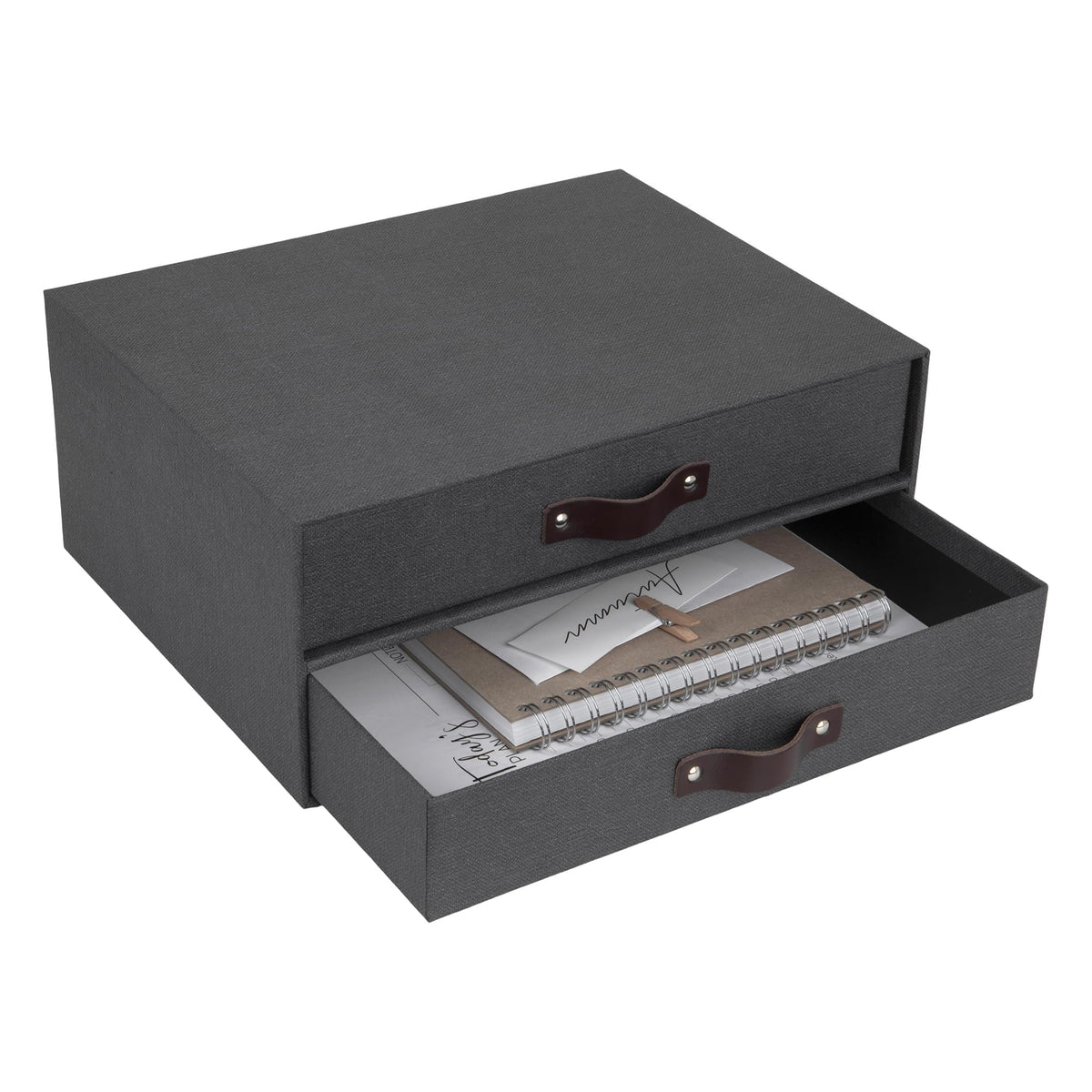 Bigso Birger 2-Drawer Canvas Fiberboard Easy Pull Handle Box - Desktop Drawers for A4 and Letter