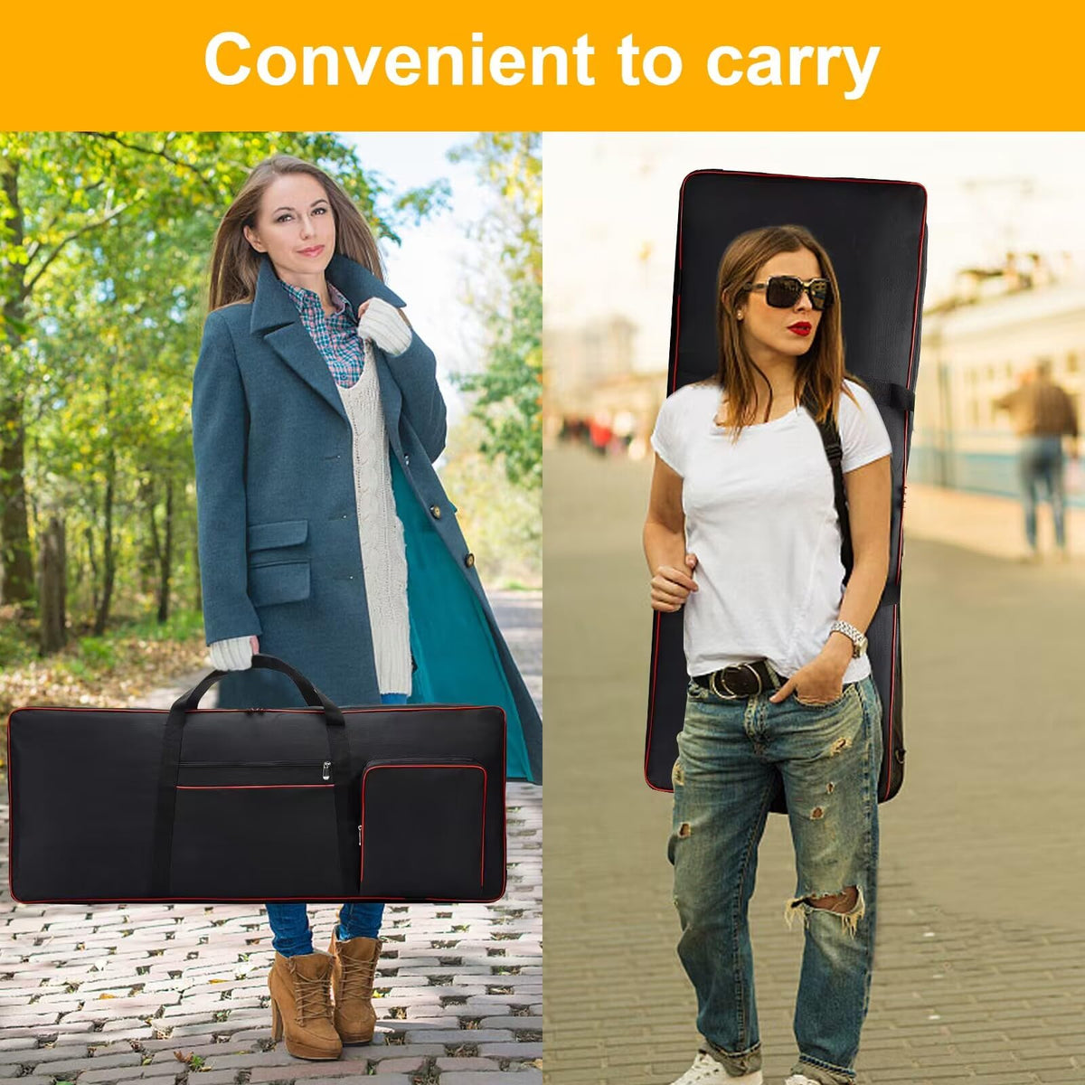 61 Key Keyboard Case Gig Bag Padded, Keyboard Cover, Portable Electric Keyboard Piano 600D Oxford