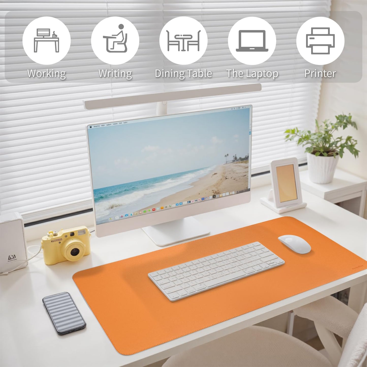 PROMATTOO Large Desk Pad Non-Slip Desk Mat Protector for Keyboard Mouse Waterproof Vegan Leather