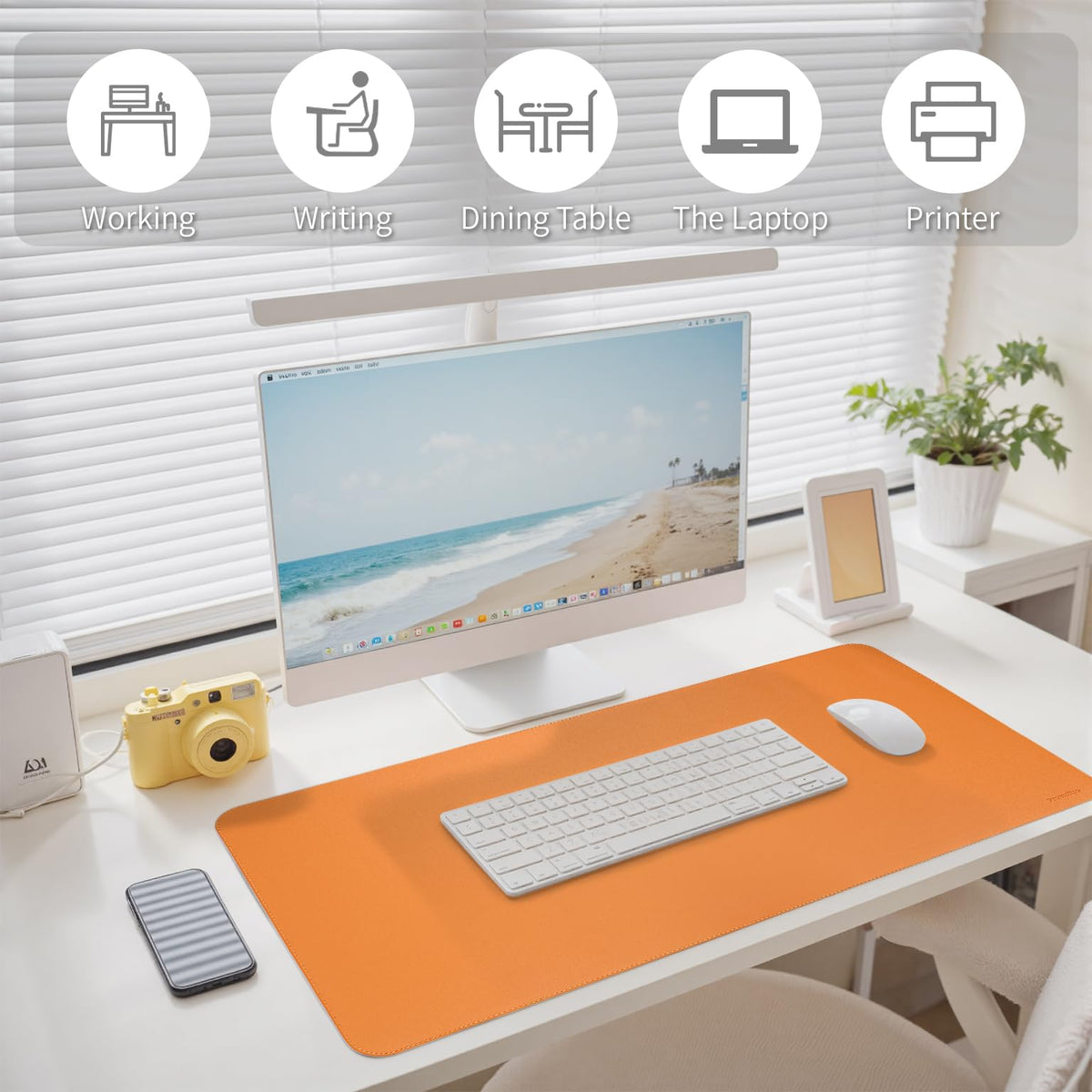 PROMATTOO Large Desk Pad Non-Slip Desk Mat Protector for Keyboard Mouse Waterproof Vegan Leather