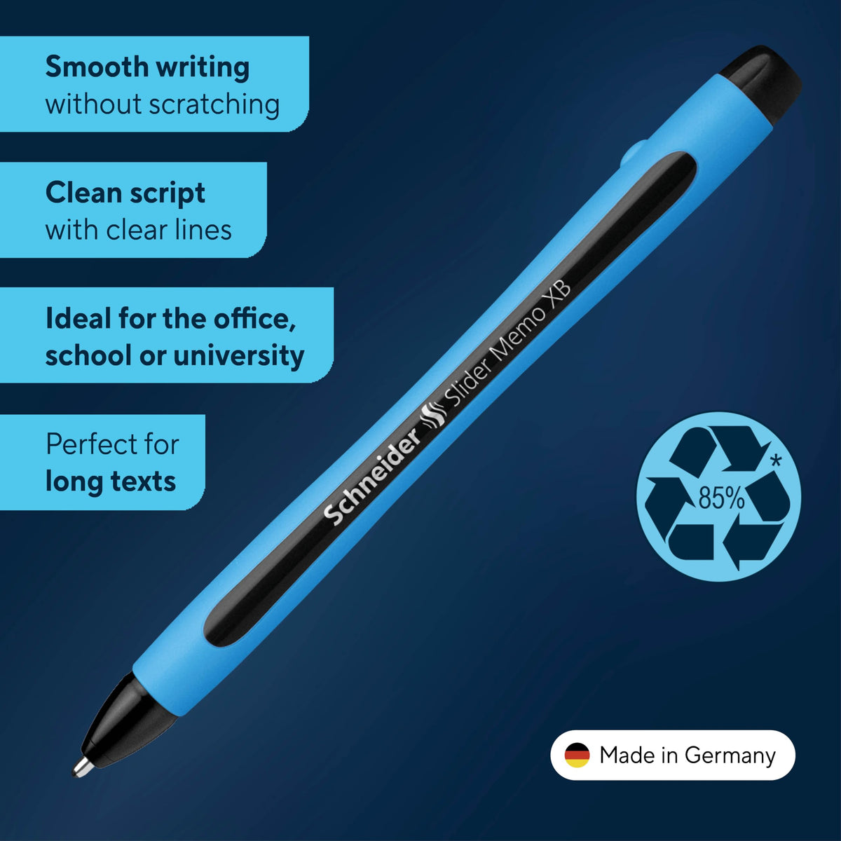 Schneider Slider Memo XB Ballpoint Pen, Asstd. Colors, Pack of 6 (150296)