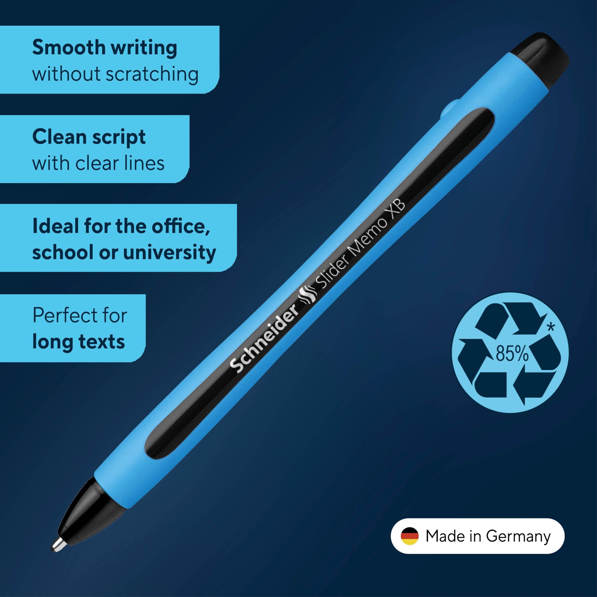 Schneider Slider Memo XB Ballpoint Pen, Asstd. Colors, Pack of 6 (150296)