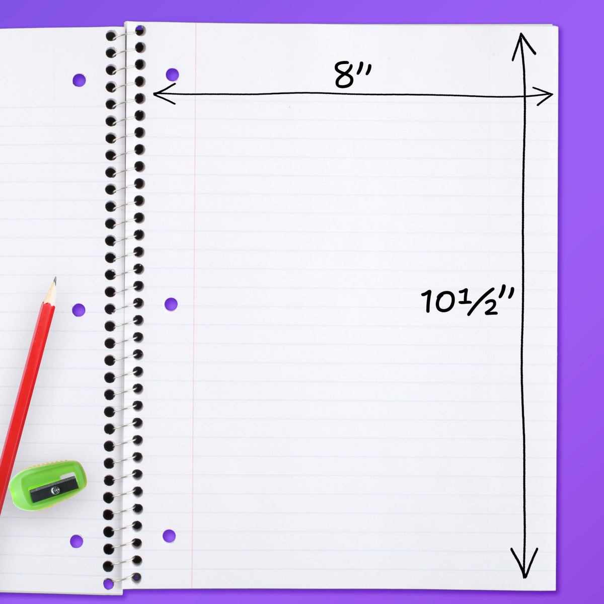 Mead Spiral Notebook, 1 Subject, Wide Ruled Paper, 8" x 10-1/2", 70 Sheets, Selected Colors Will