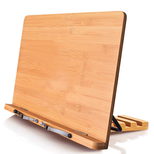 wishacc Book Stand XL-Large Size 15.4" x 11.0" Main Board-Adjustable Foldable Book Holder with Page