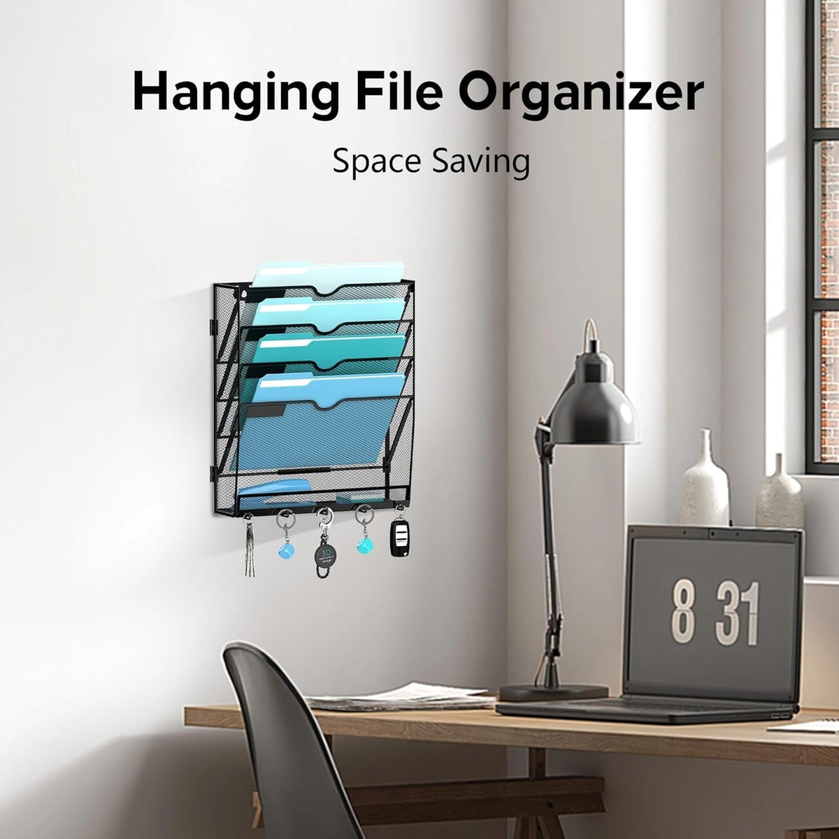 MHUD 5-Tier Wall File Organizer and Mail Organizer with 5 Hooks, 2 Pack
