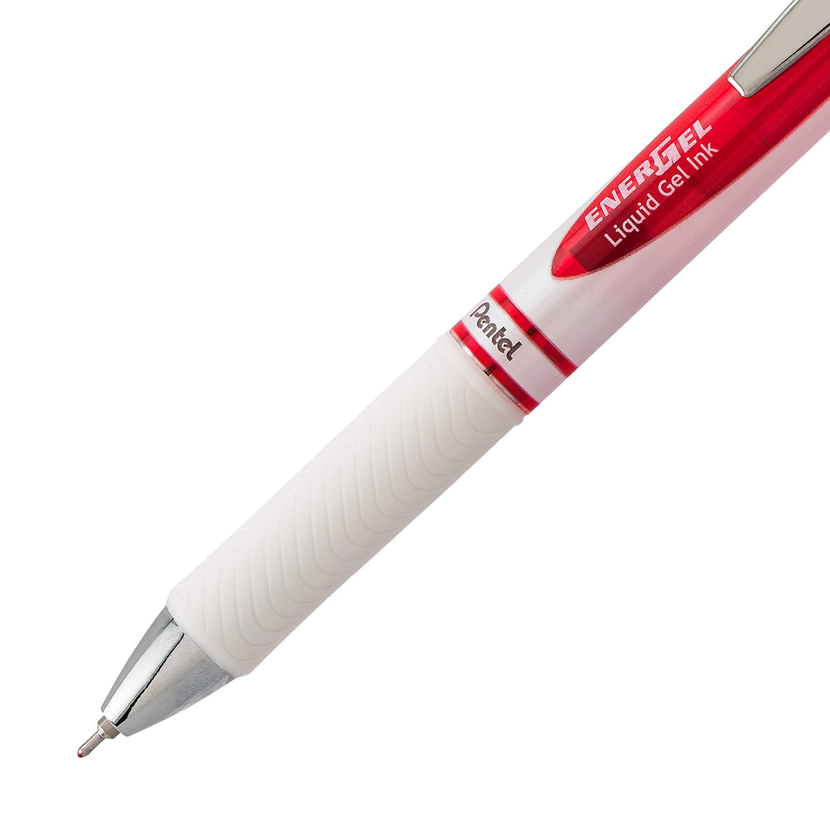 Pentel Gel Ink Pen, Pearl Retractable Gel Pen, (0.7mm) Medium Point, Needle Tip, Red Ink, 12 pack