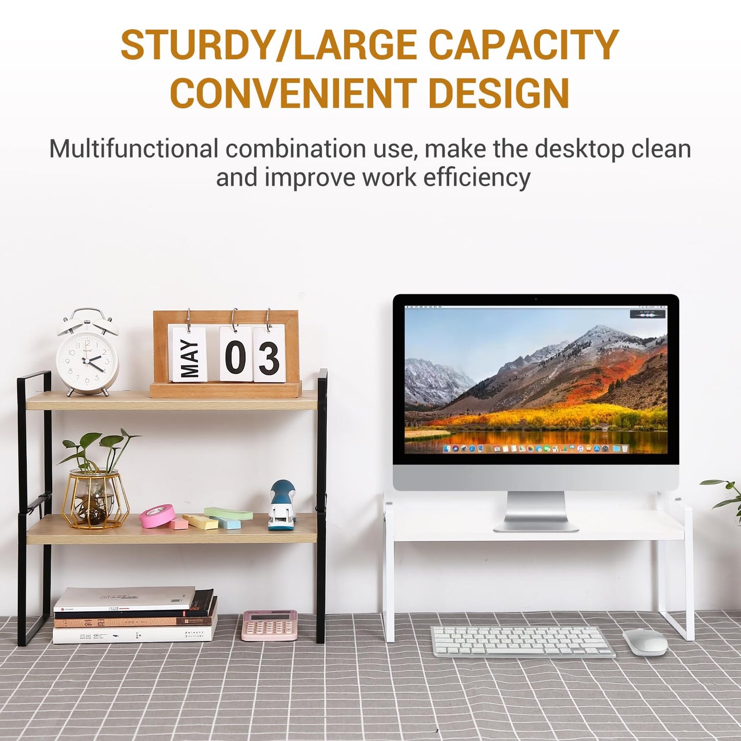 YGYQZ Desk Shelf Organizer, 1-Tier Desktop Bookshelf, White