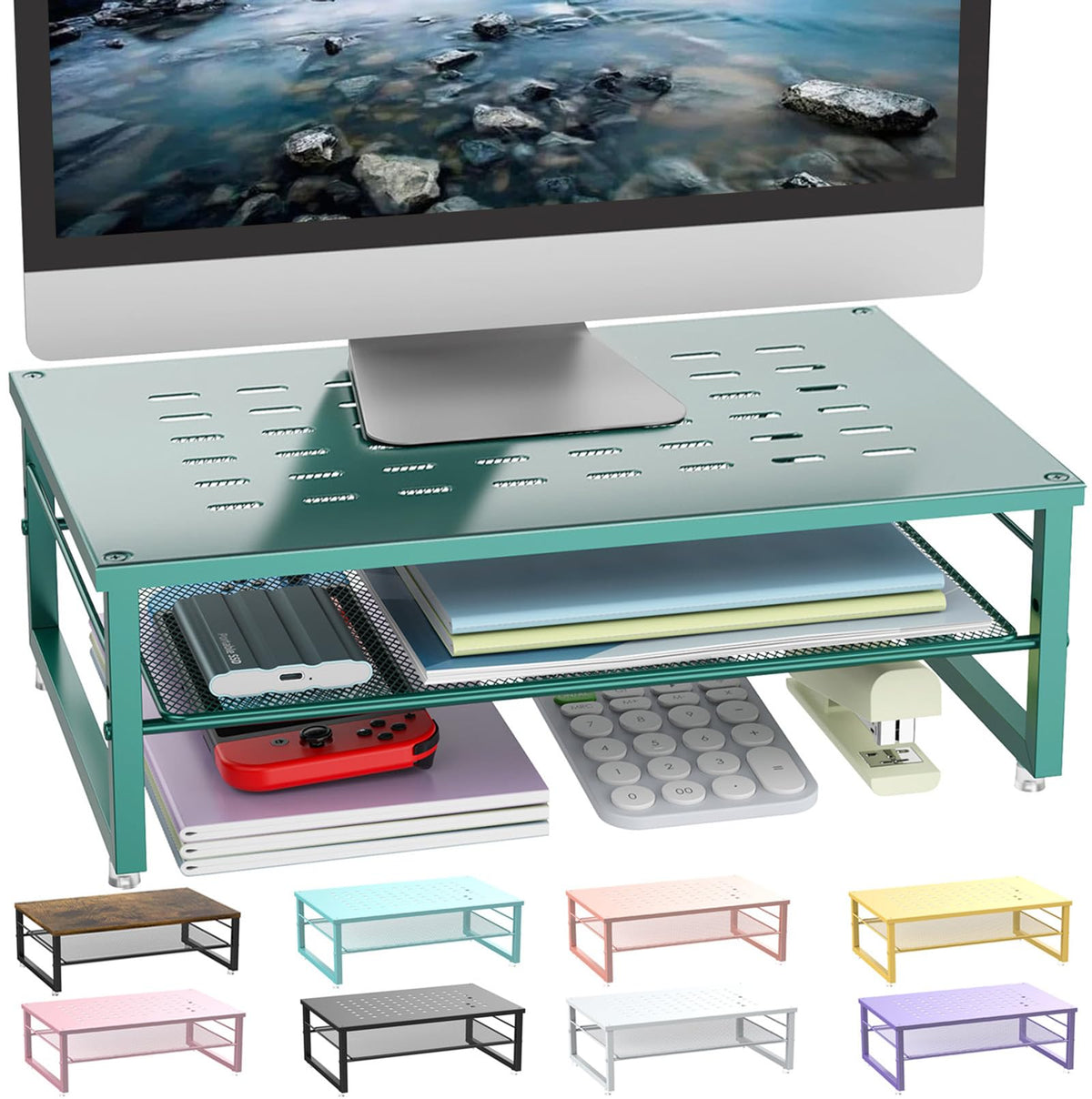 gianotter 2-Tier Metal Monitor Stand Riser