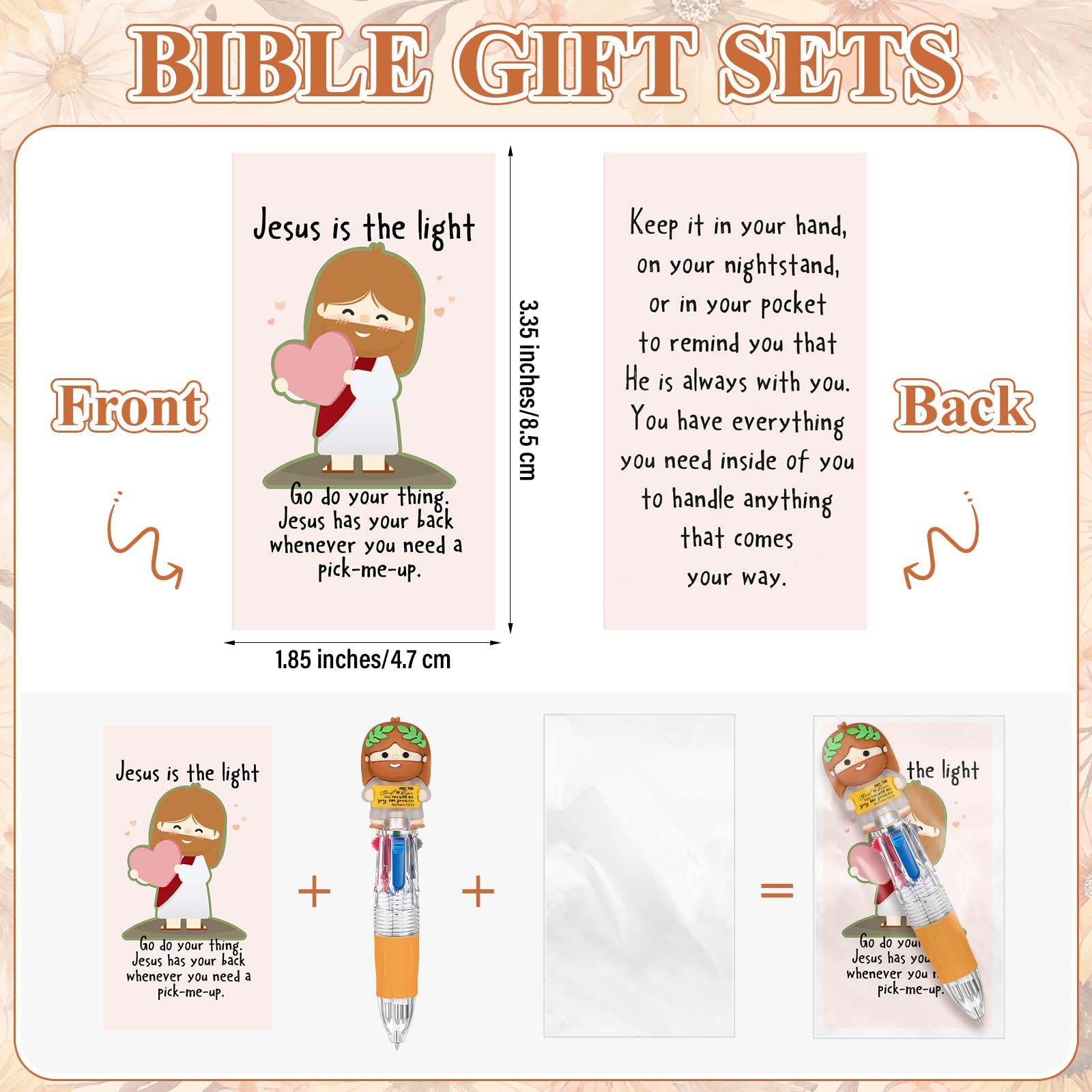 Sayglossy 30 Sets Little Jesus Pen Bulk, Jesus Love You 4-in-1 Luminous Pen