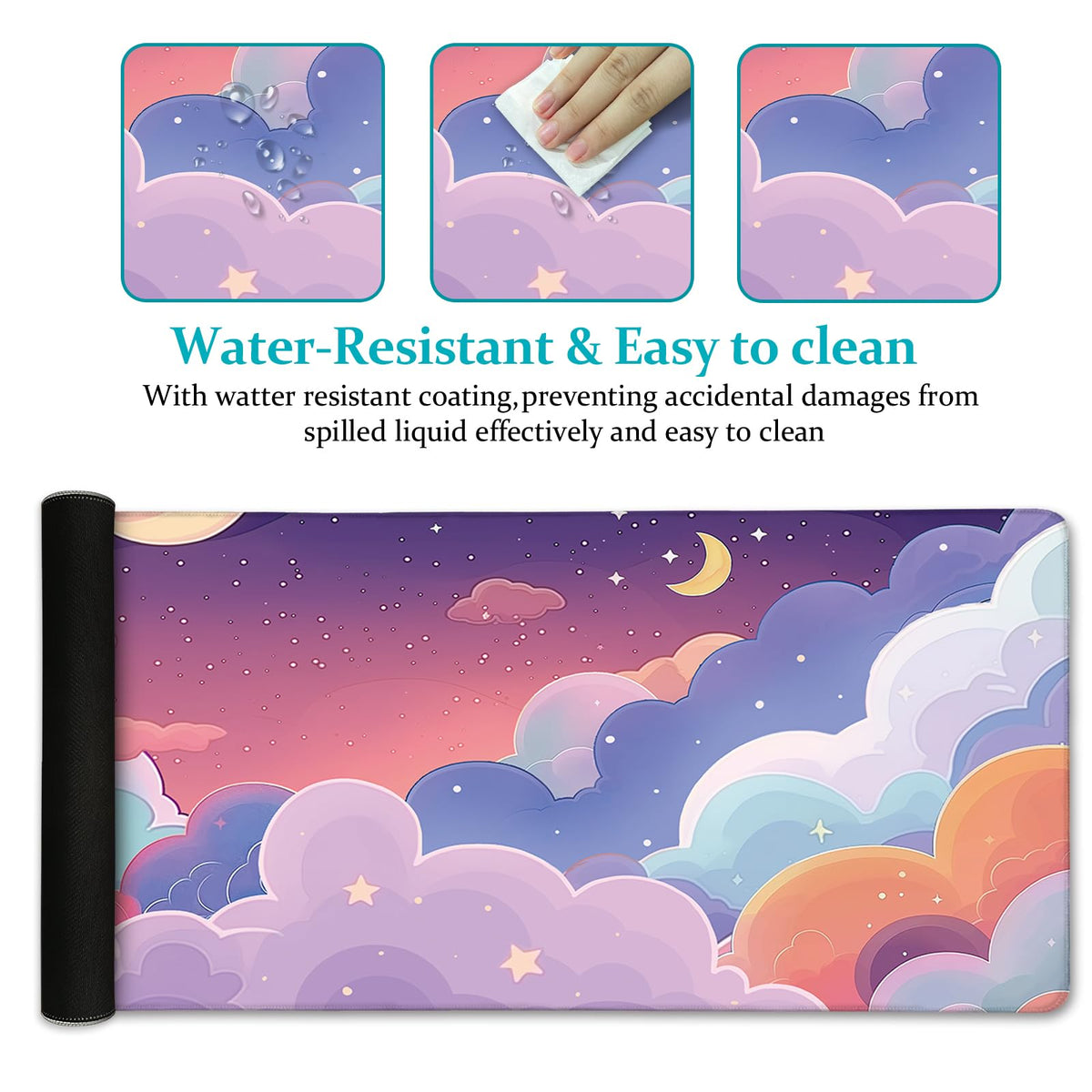LIMKRIAN Purple Cloud Mouse Pad Kawaii Large Desk Mat, 31.5x11.8 in